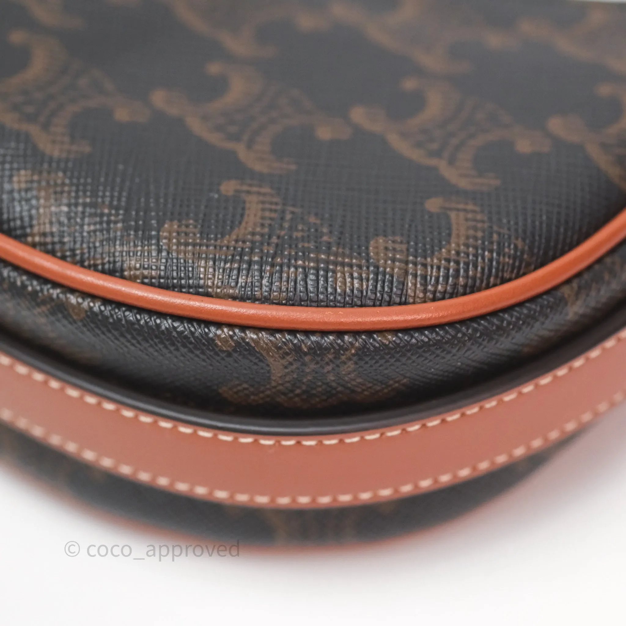 Celine Mini Ava Bag In Triomphe Canvas Calfskin Tan