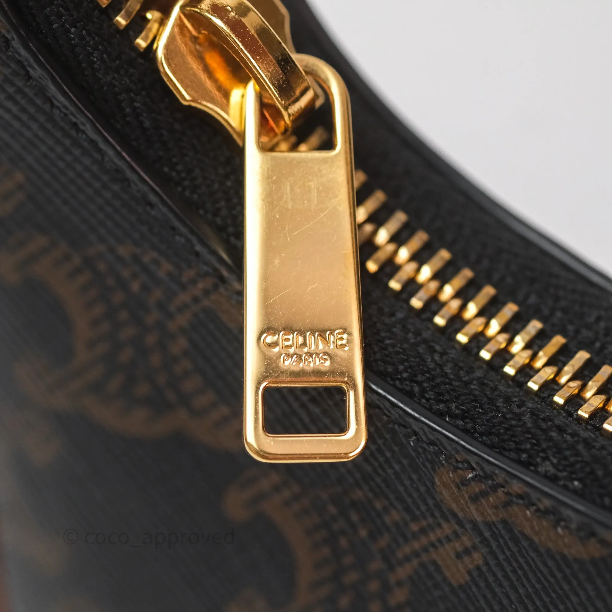 Celine Mini Ava Bag In Triomphe Canvas Calfskin Tan