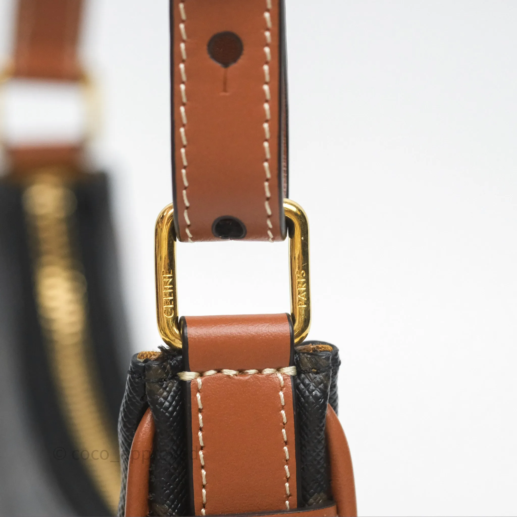 Celine Mini Ava Bag In Triomphe Canvas Calfskin Tan
