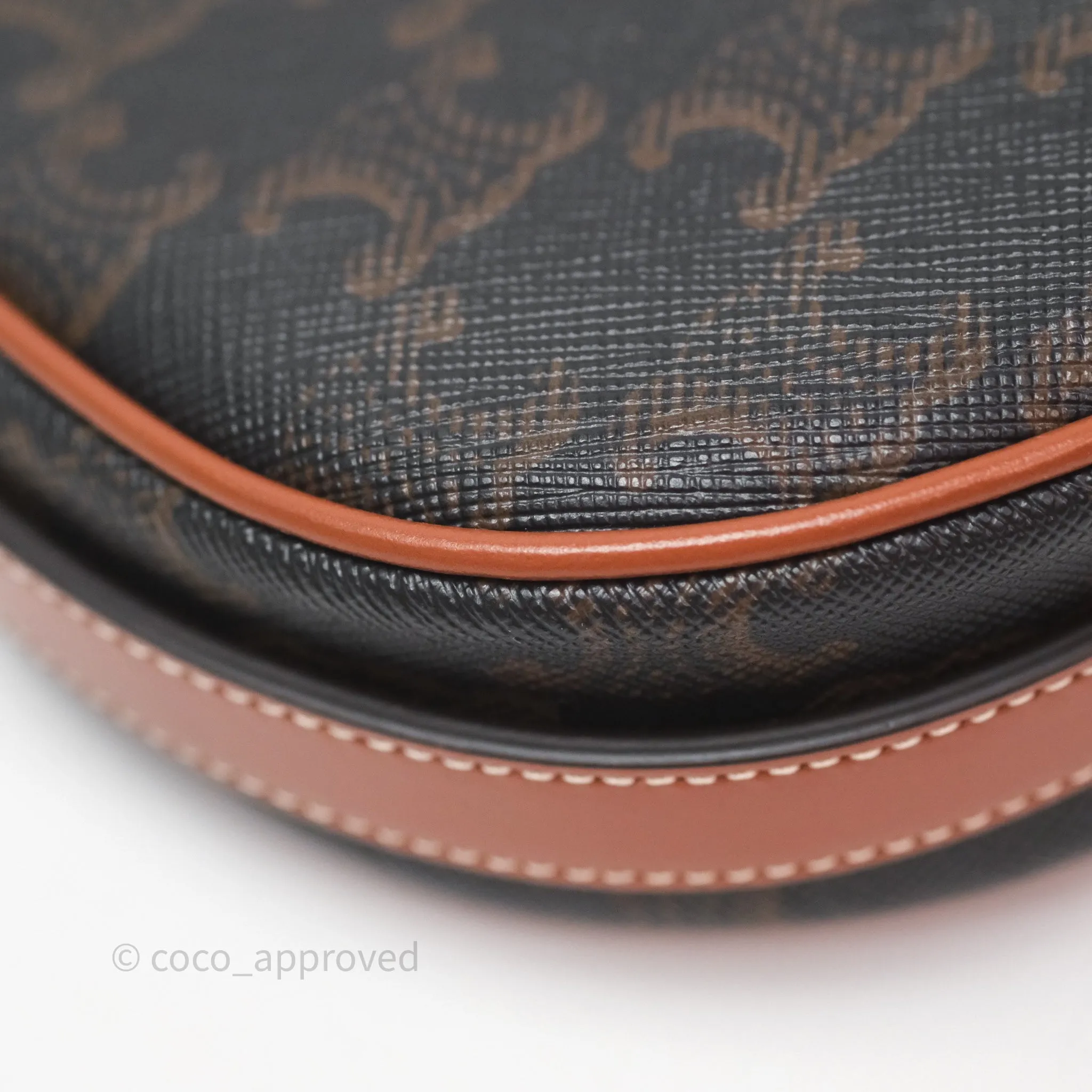 Celine Mini Ava Bag In Triomphe Canvas Calfskin Tan
