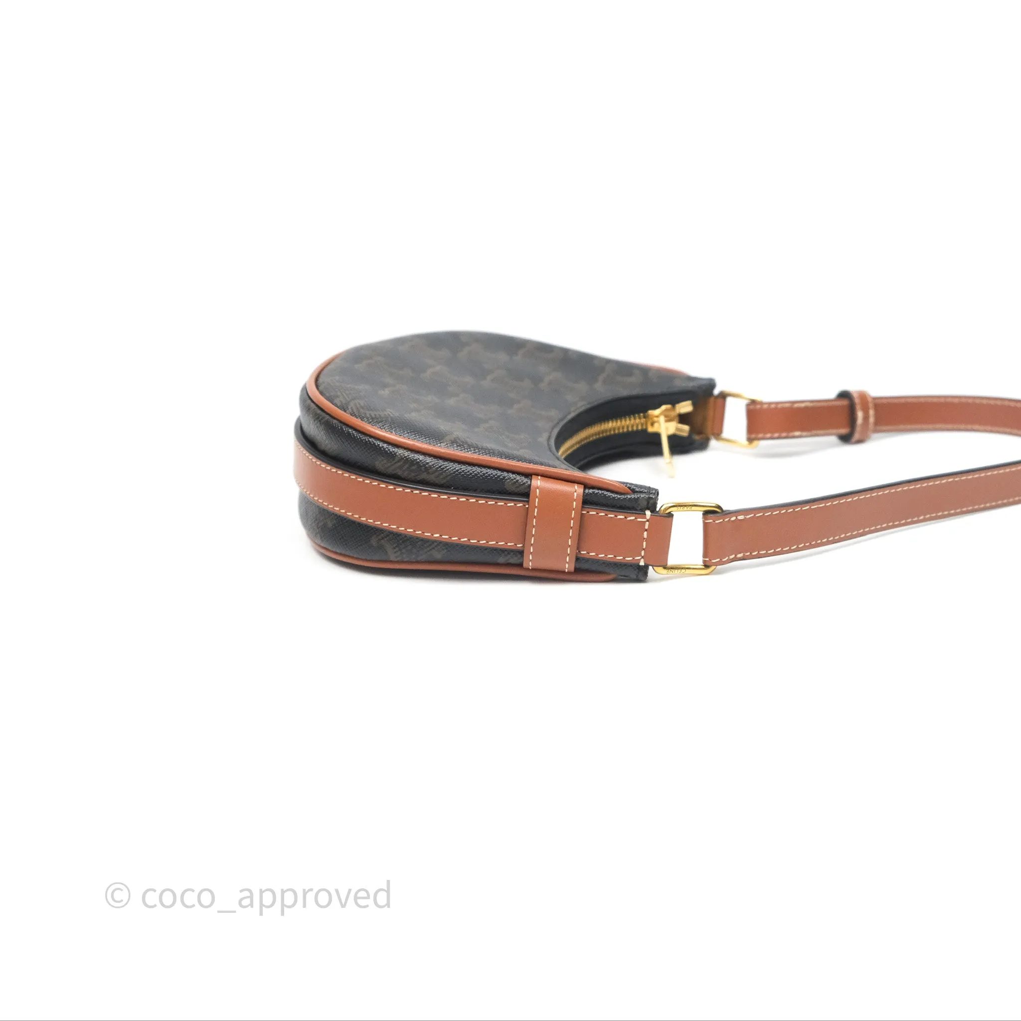 Celine Mini Ava Bag In Triomphe Canvas Calfskin Tan