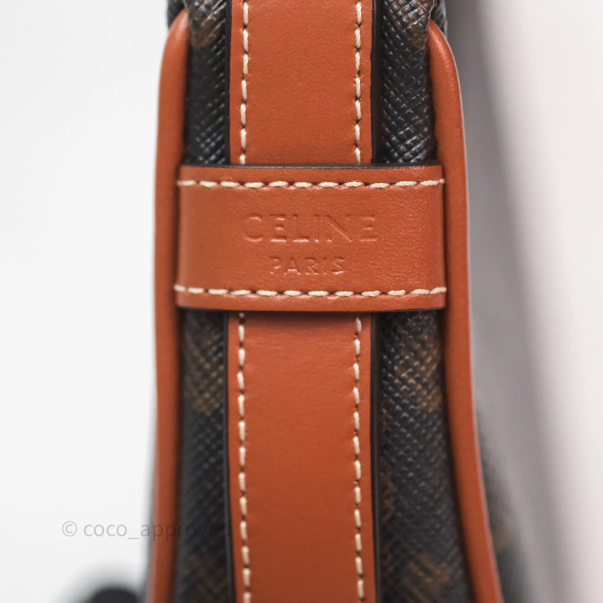 Celine Mini Ava Bag In Triomphe Canvas Calfskin Tan