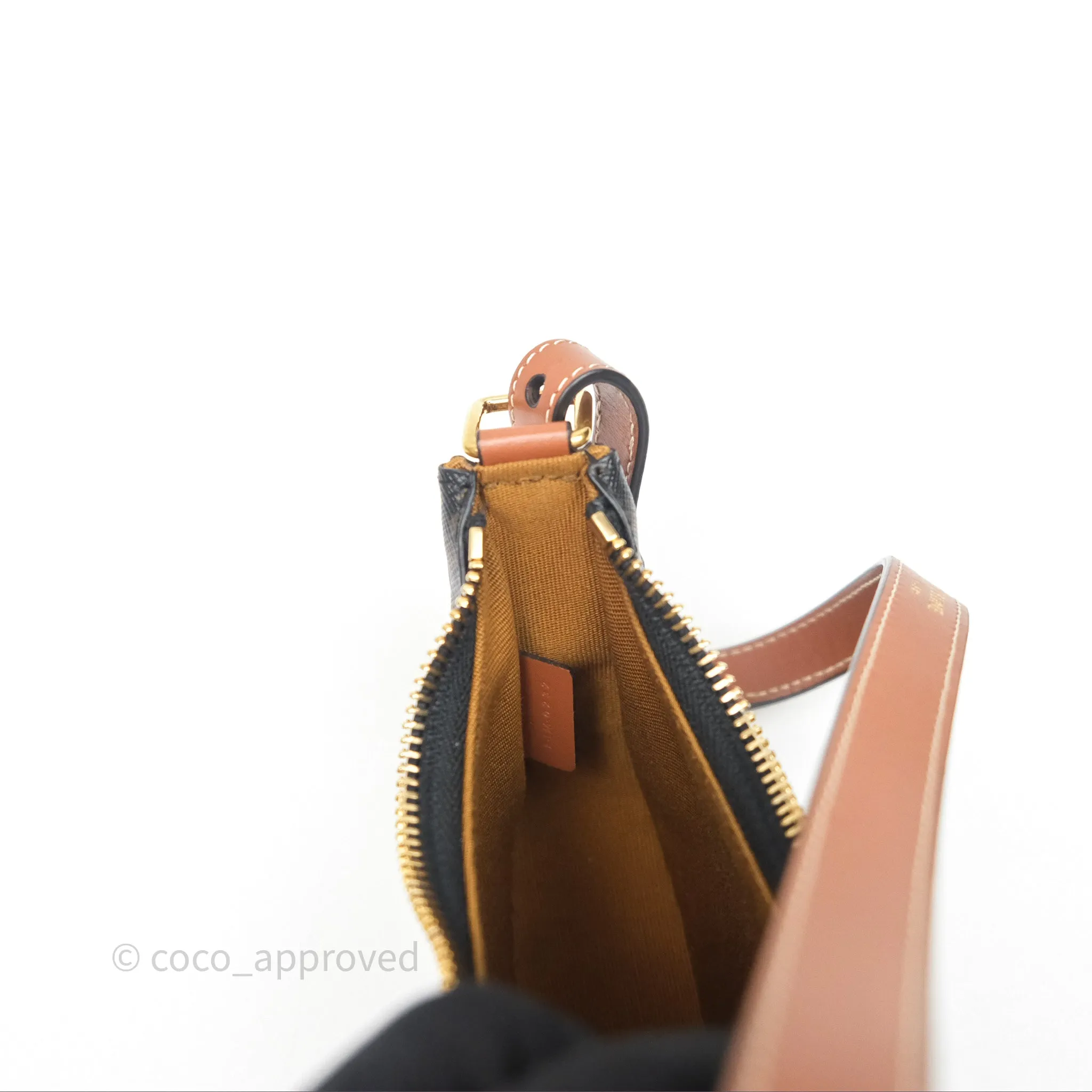 Celine Mini Ava Bag In Triomphe Canvas Calfskin Tan