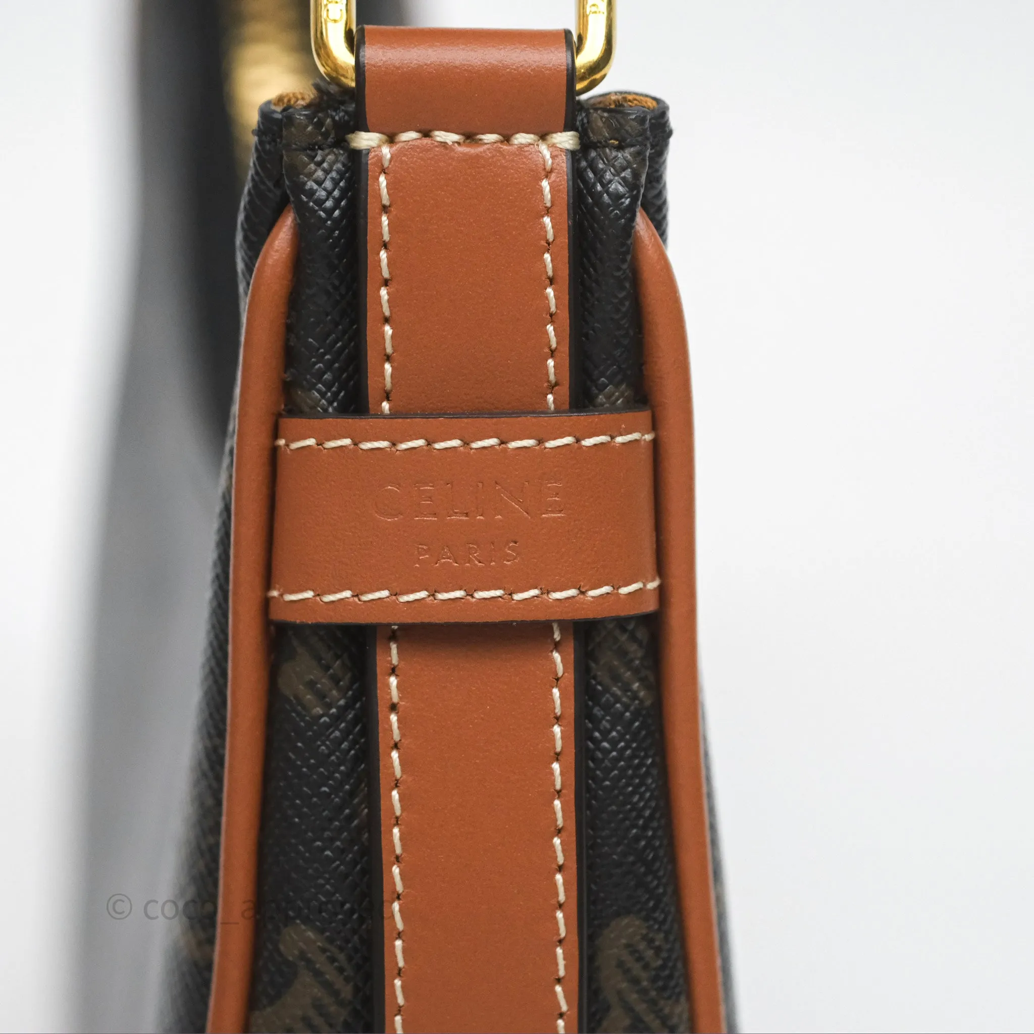 Celine Mini Ava Bag In Triomphe Canvas Calfskin Tan