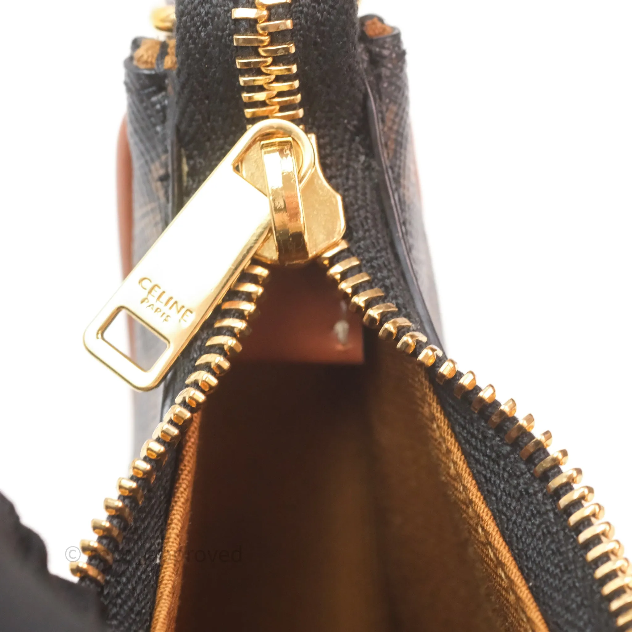 Celine Mini Ava Bag In Triomphe Canvas Calfskin Tan