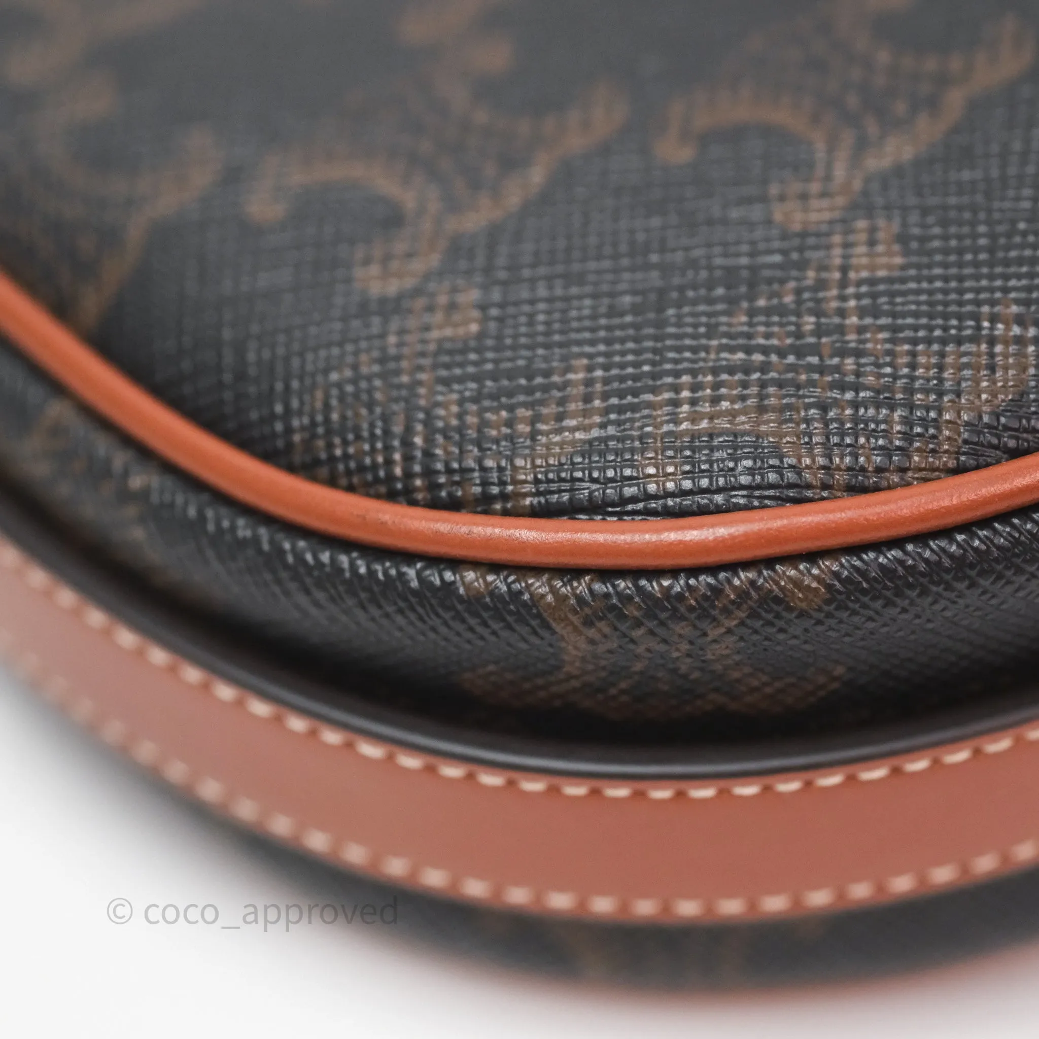 Celine Mini Ava Bag In Triomphe Canvas Calfskin Tan