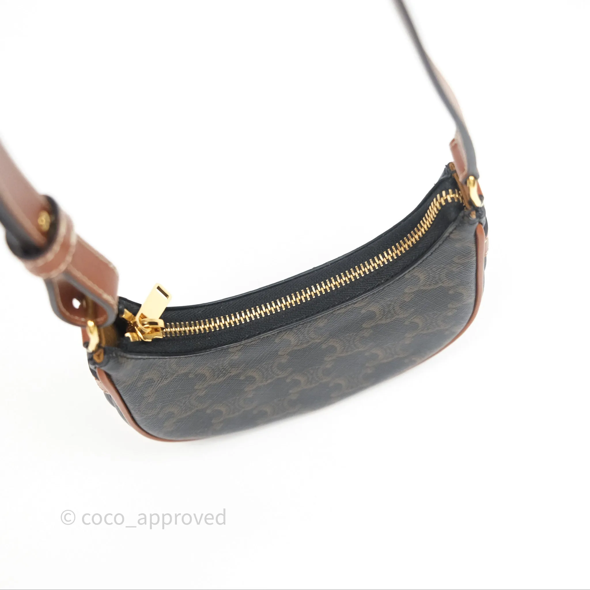 Celine Mini Ava Bag In Triomphe Canvas Calfskin Tan