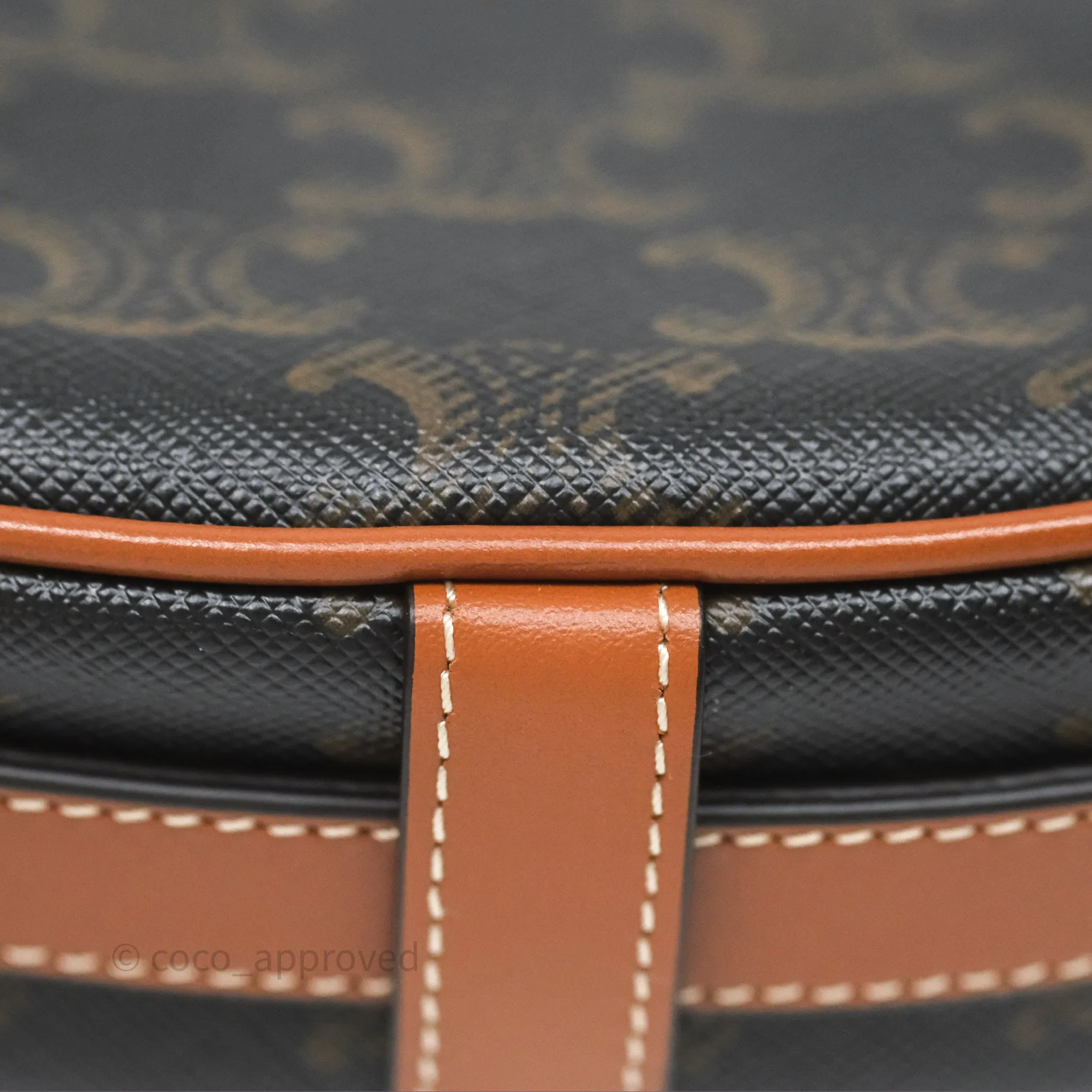 Celine Mini Ava Bag In Triomphe Canvas Calfskin Tan