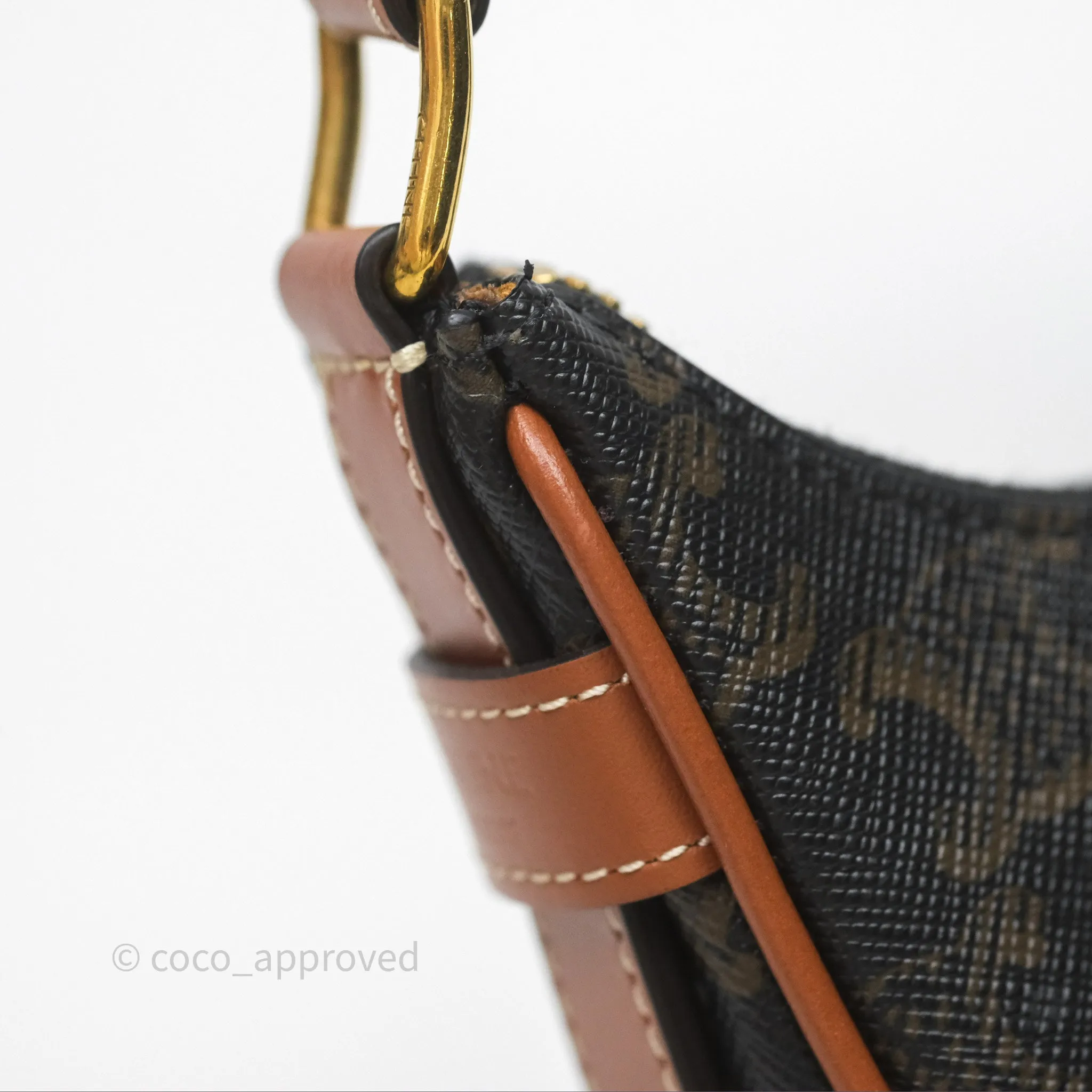 Celine Mini Ava Bag In Triomphe Canvas Calfskin Tan