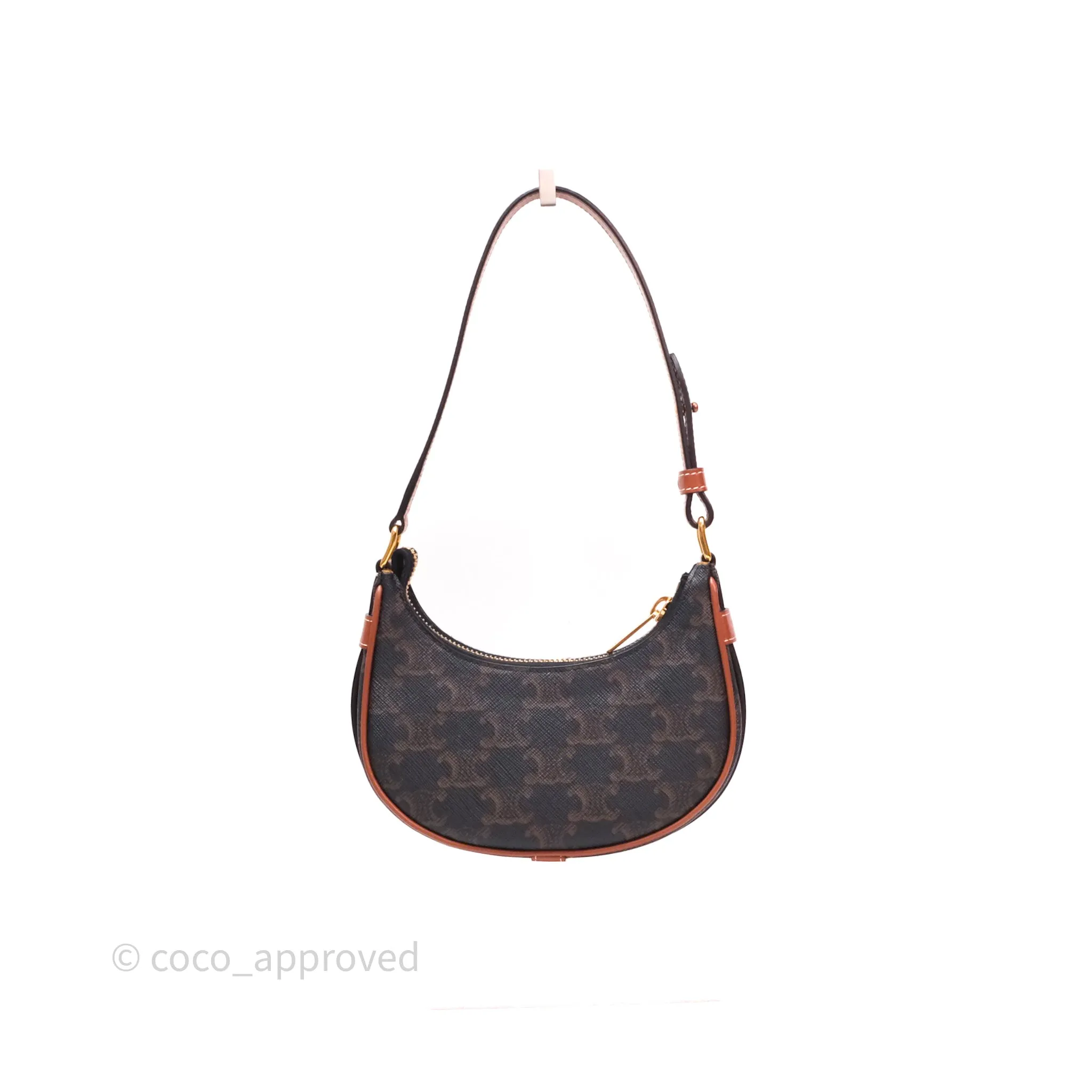 Celine Mini Ava Bag In Triomphe Canvas Calfskin Tan