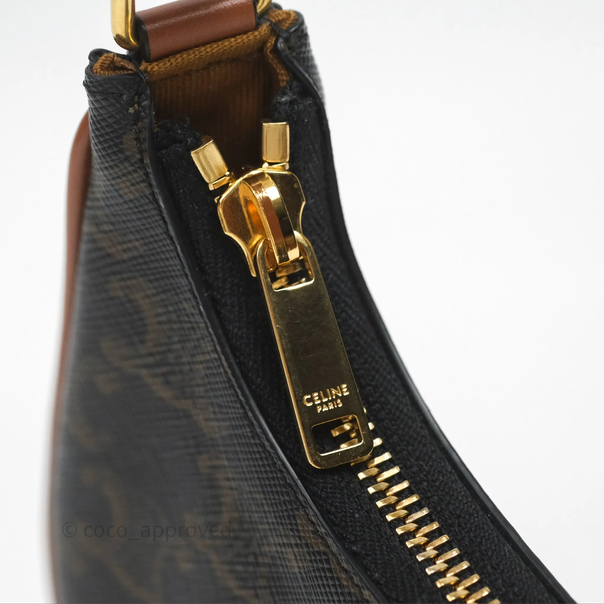 Celine Mini Ava Bag In Triomphe Canvas Calfskin Tan