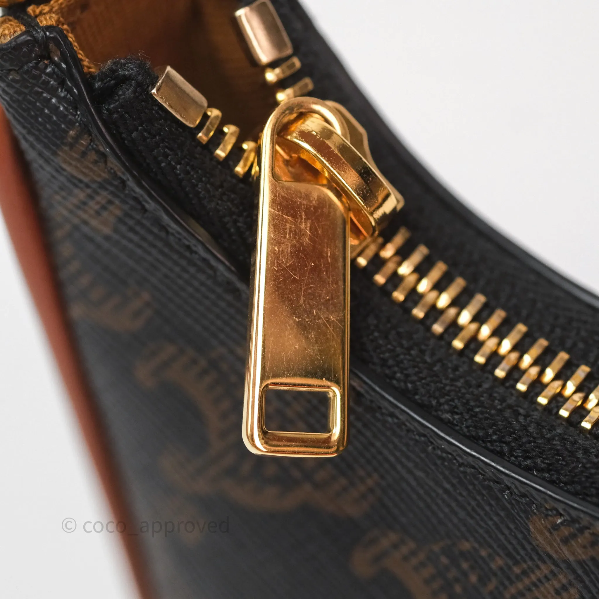 Celine Mini Ava Bag In Triomphe Canvas Calfskin Tan