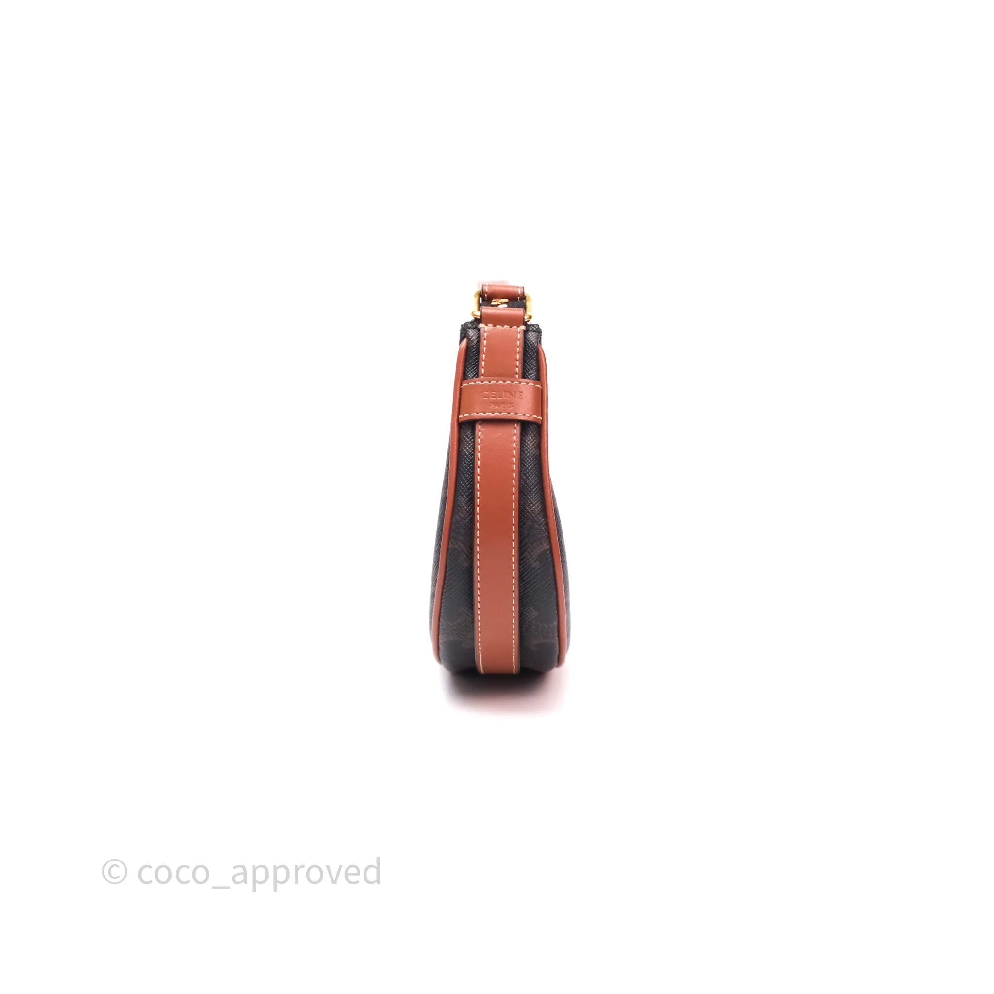 Celine Mini Ava Bag In Triomphe Canvas Calfskin Tan