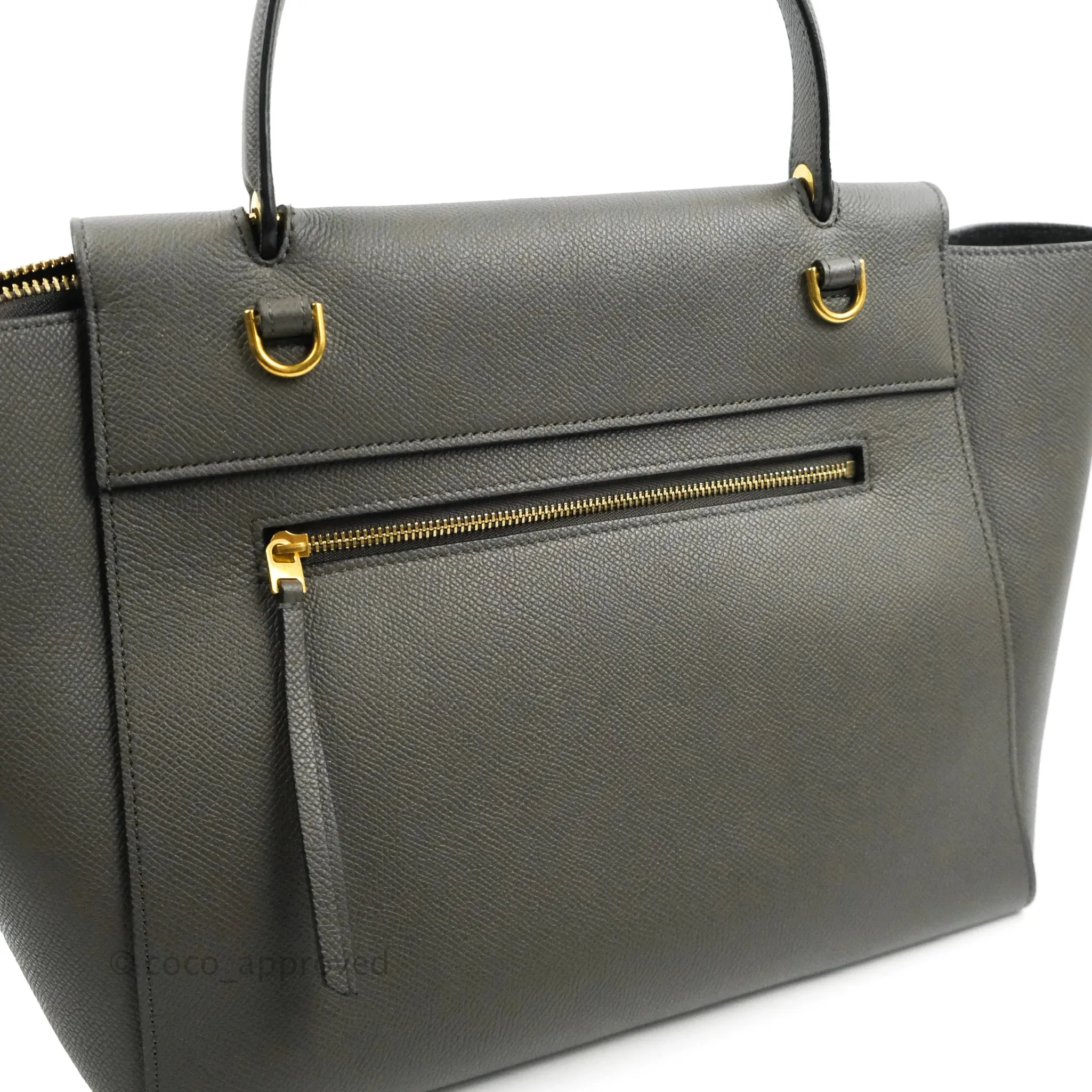 Celine Mini Belt Bag Grey Grained Calfskin Gold Hardware