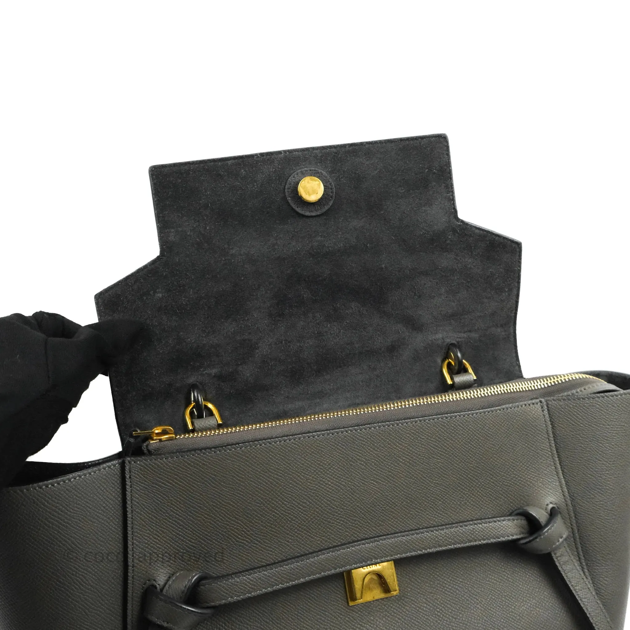 Celine Mini Belt Bag Grey Grained Calfskin Gold Hardware