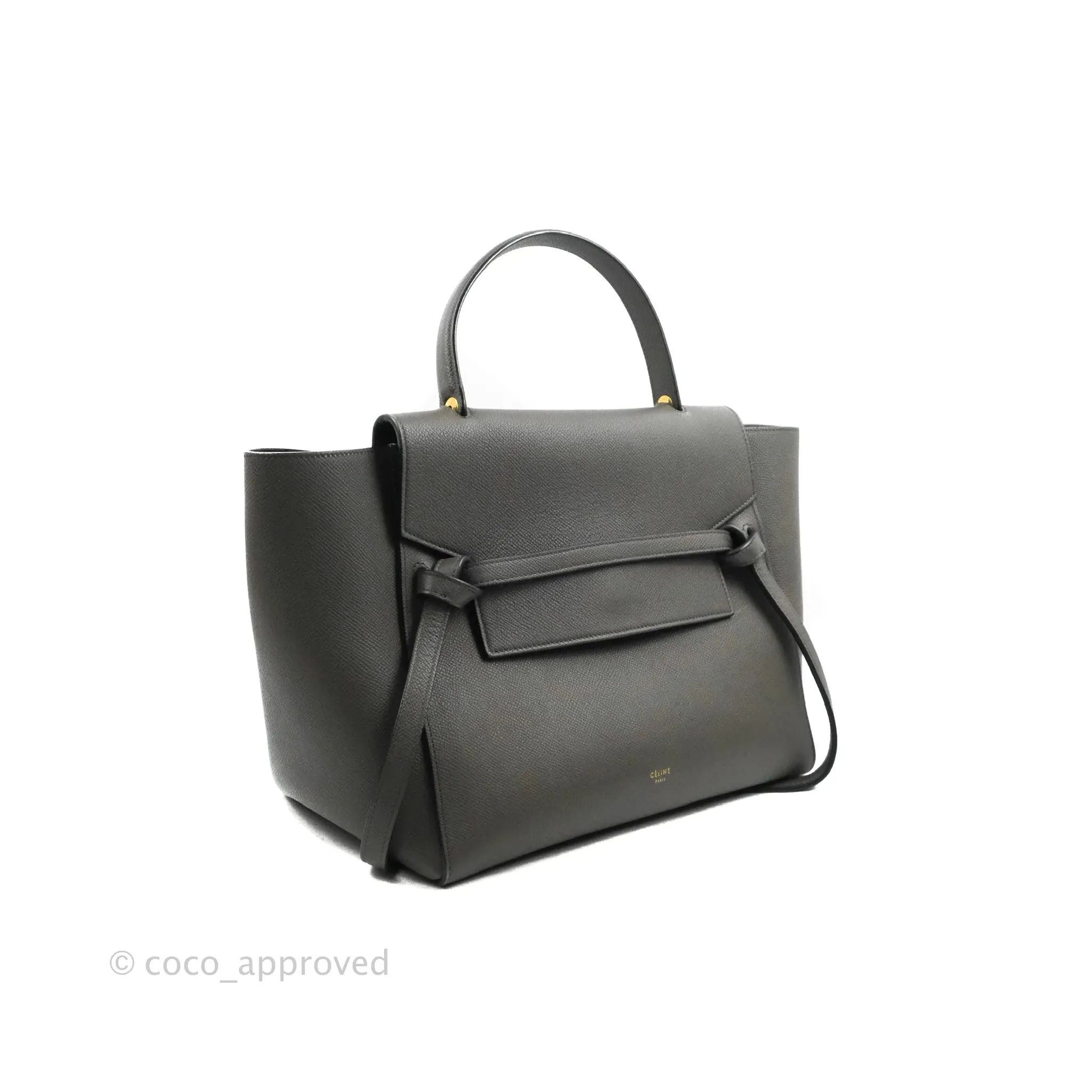 Celine Mini Belt Bag Grey Grained Calfskin Gold Hardware