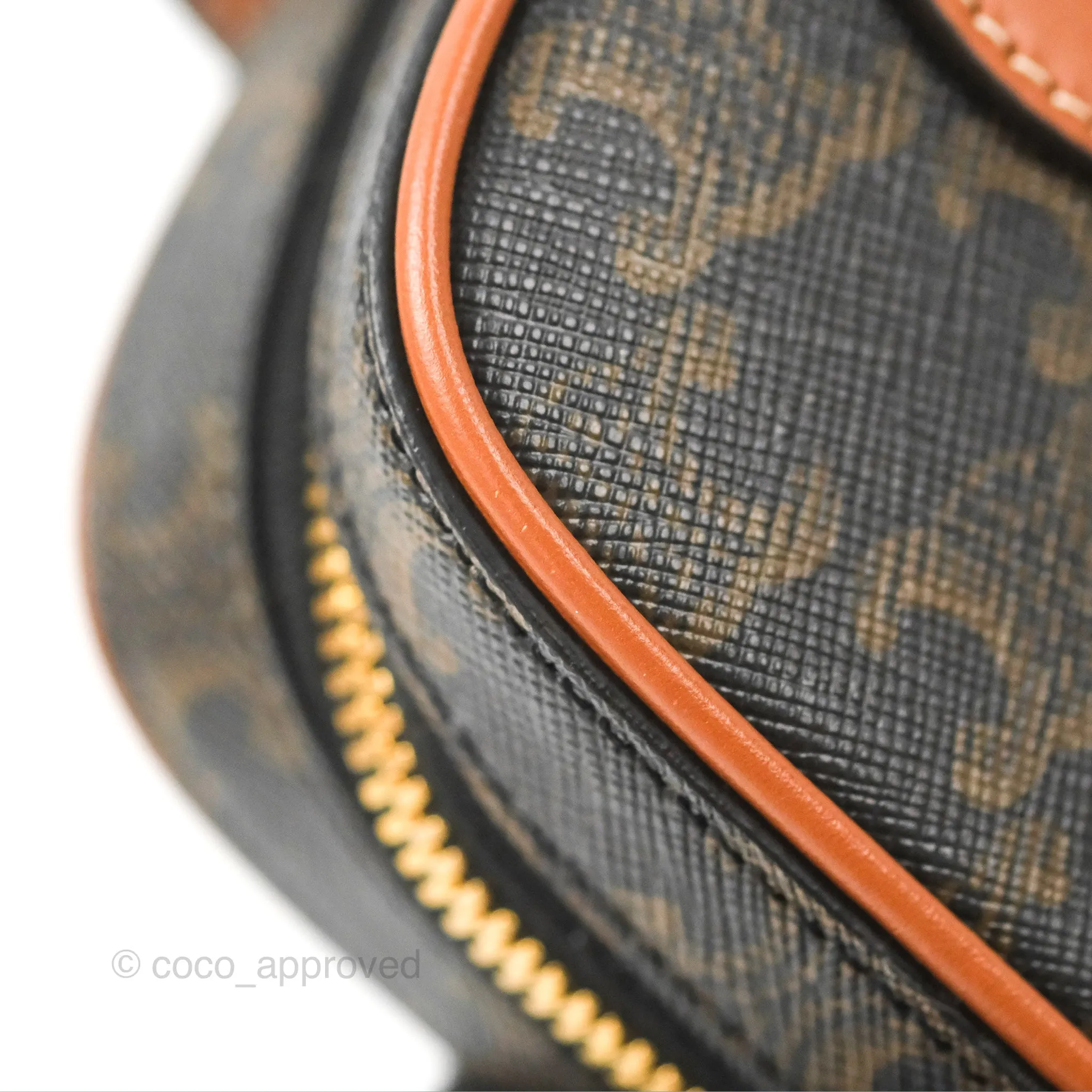 Celine Mini Bowling Bag Triomphe Canvas Tan Calfskin