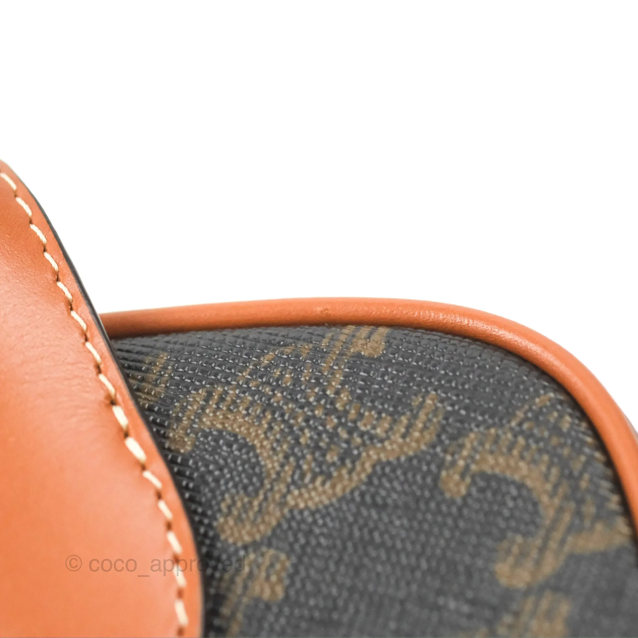 Celine Mini Bowling Bag Triomphe Canvas Tan Calfskin