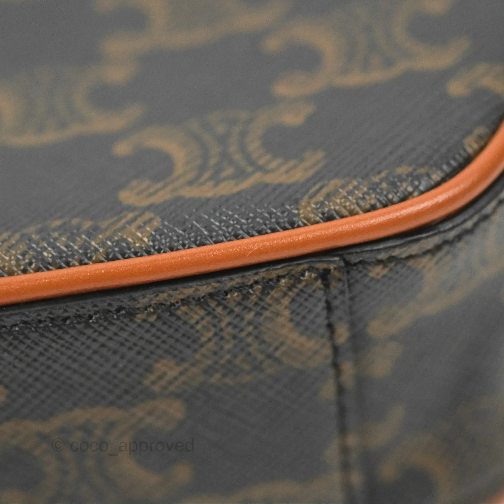 Celine Mini Bowling Bag Triomphe Canvas Tan Calfskin