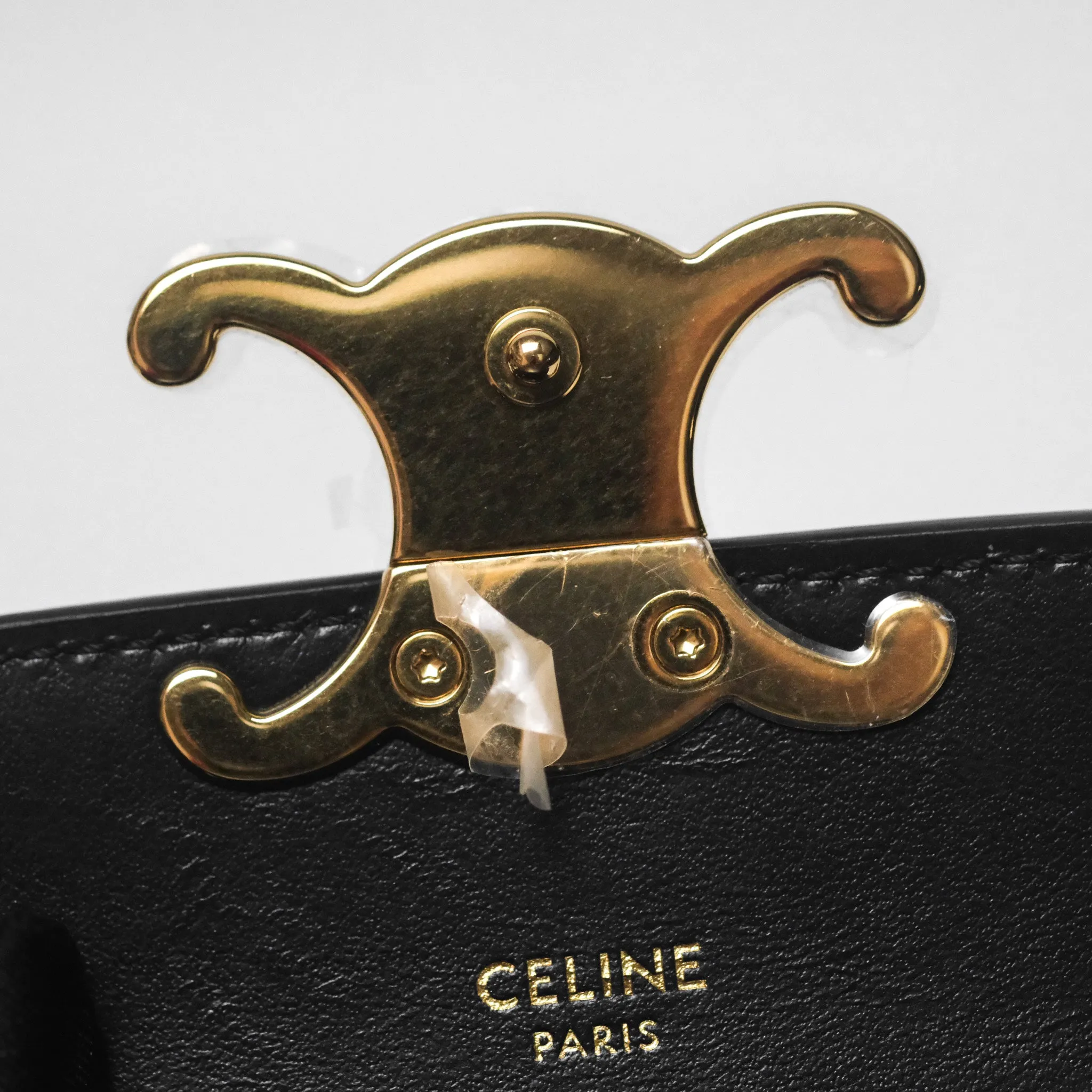 Celine Mini Claude Triomphe Bag Black Shiny Calfskin