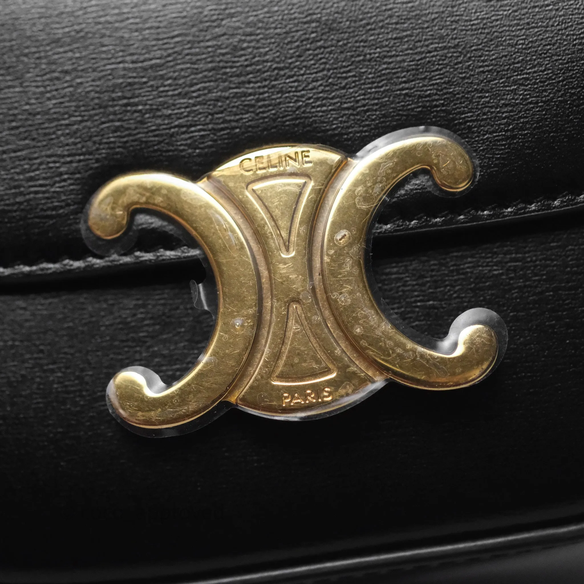 Celine Mini Claude Triomphe Bag Black Shiny Calfskin