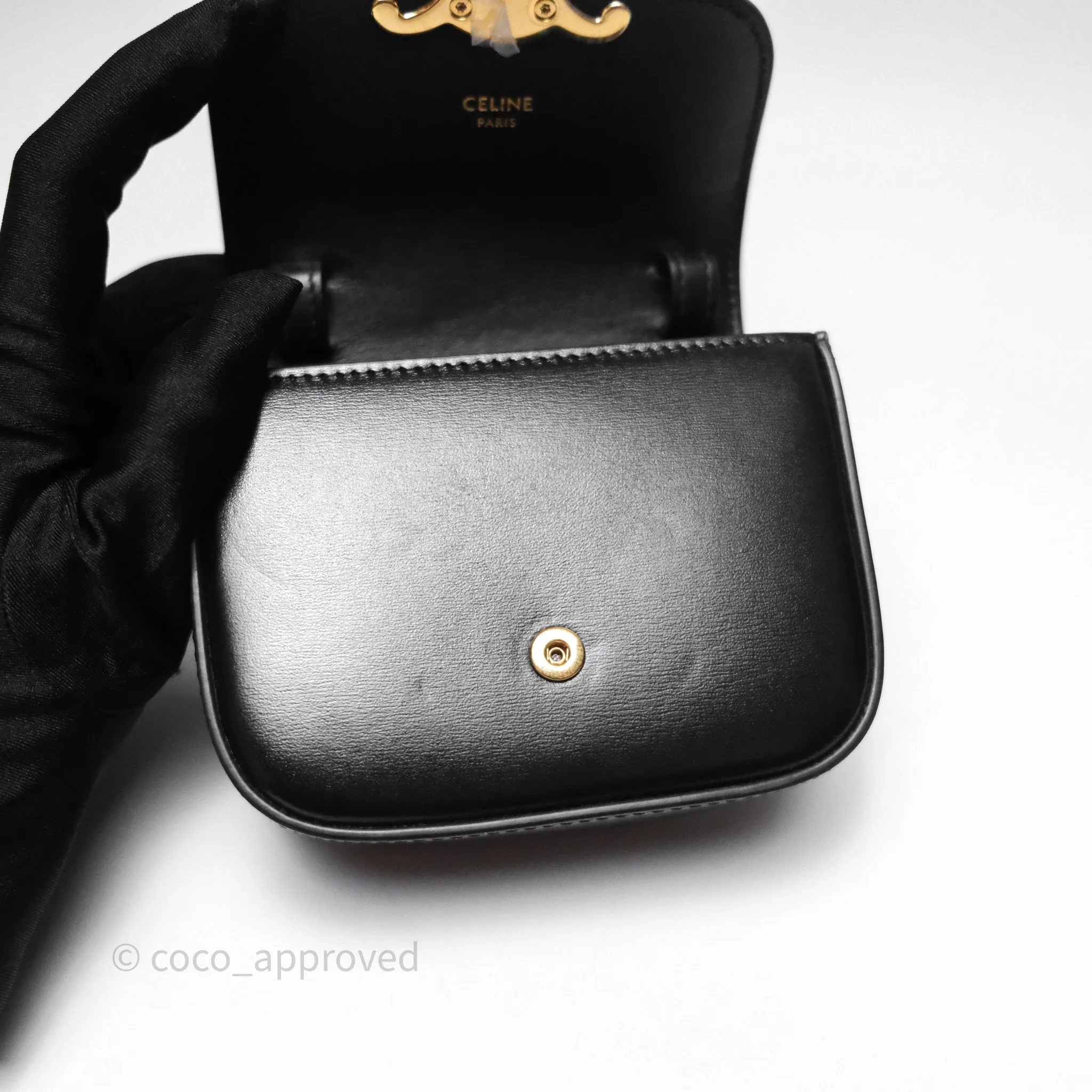 Celine Mini Claude Triomphe Bag Black Shiny Calfskin