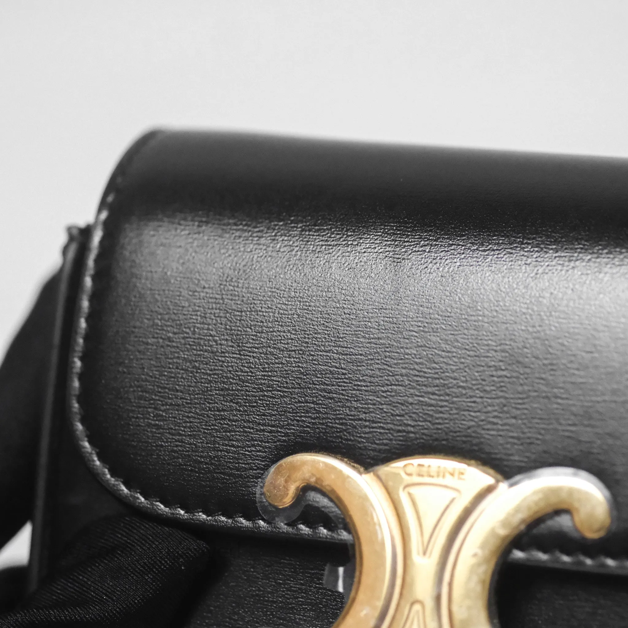 Celine Mini Claude Triomphe Bag Black Shiny Calfskin