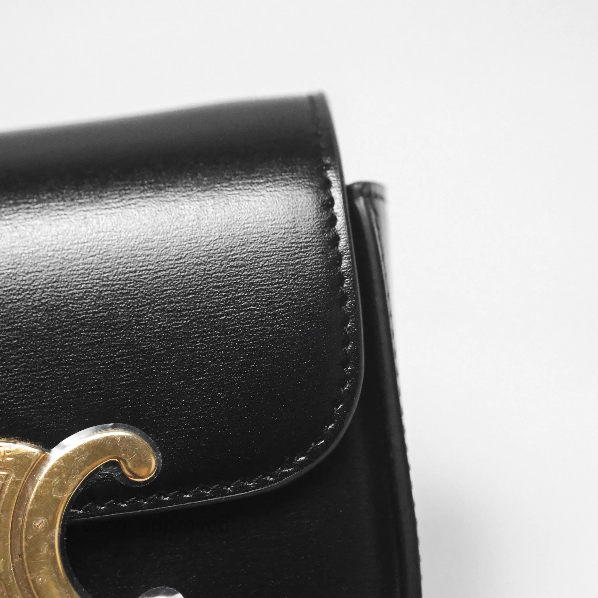 Celine Mini Claude Triomphe Bag Black Shiny Calfskin