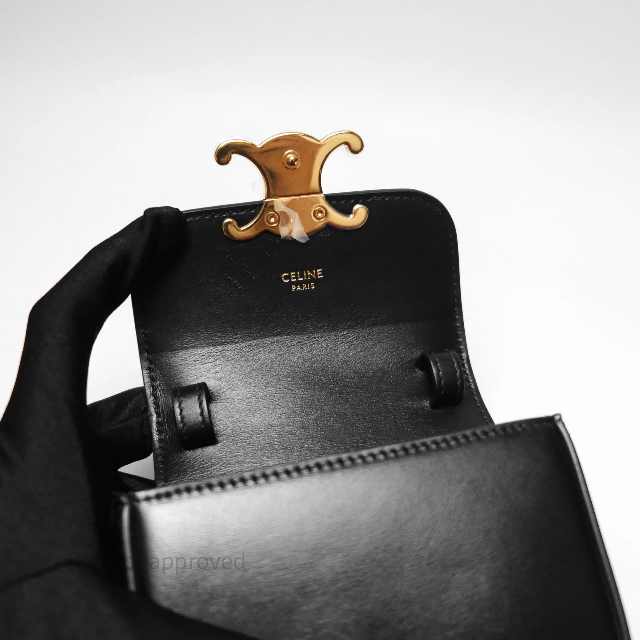 Celine Mini Claude Triomphe Bag Black Shiny Calfskin