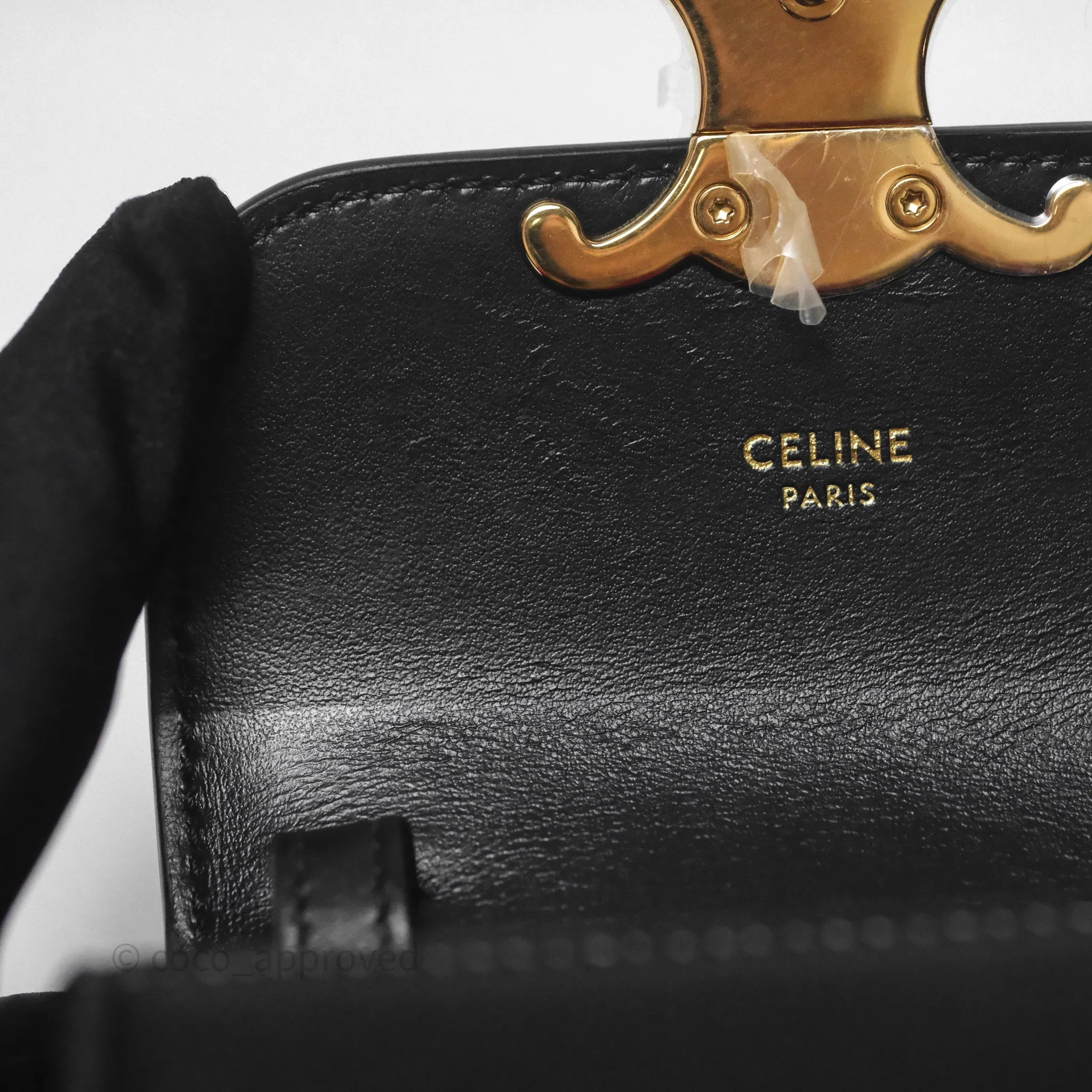 Celine Mini Claude Triomphe Bag Black Shiny Calfskin