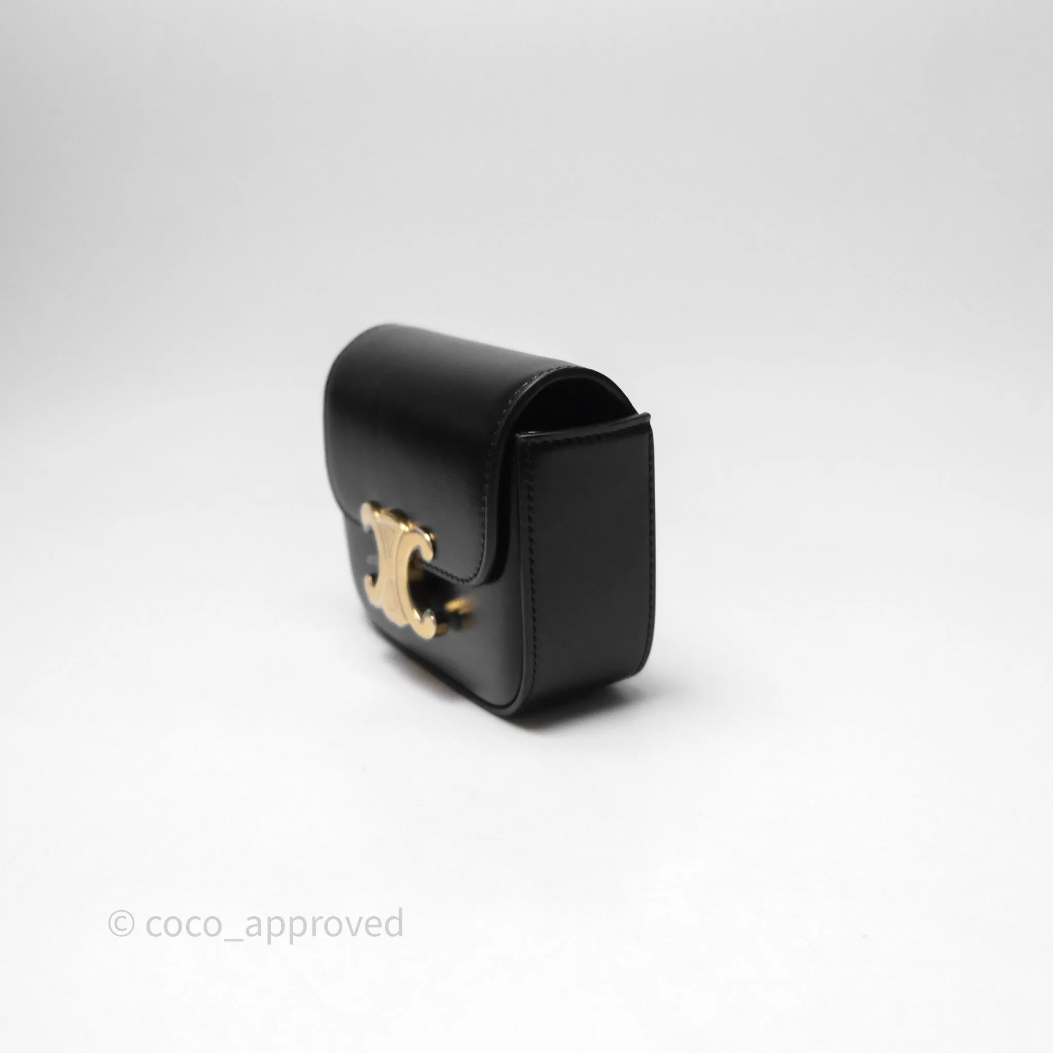 Celine Mini Claude Triomphe Bag Black Shiny Calfskin