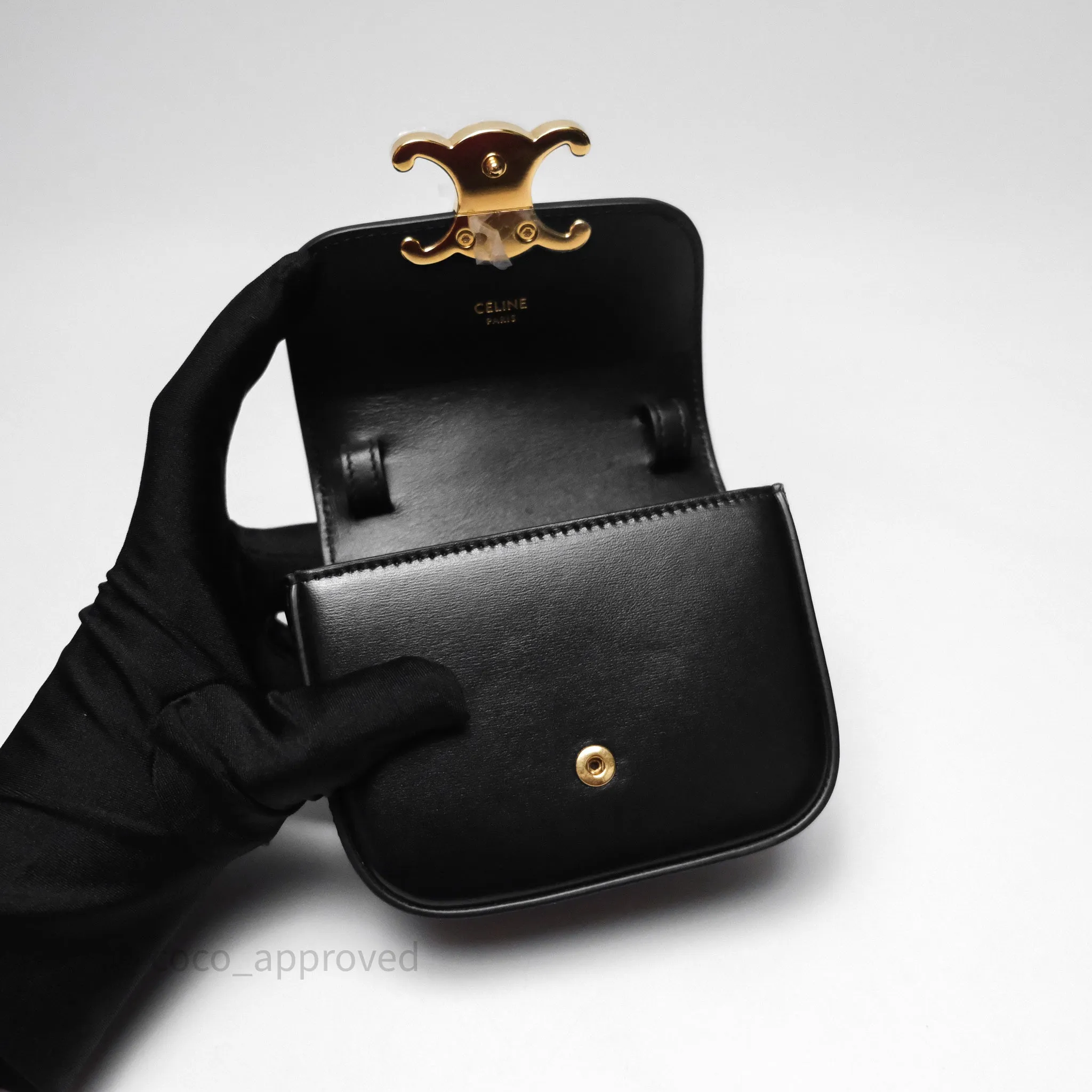 Celine Mini Claude Triomphe Bag Black Shiny Calfskin