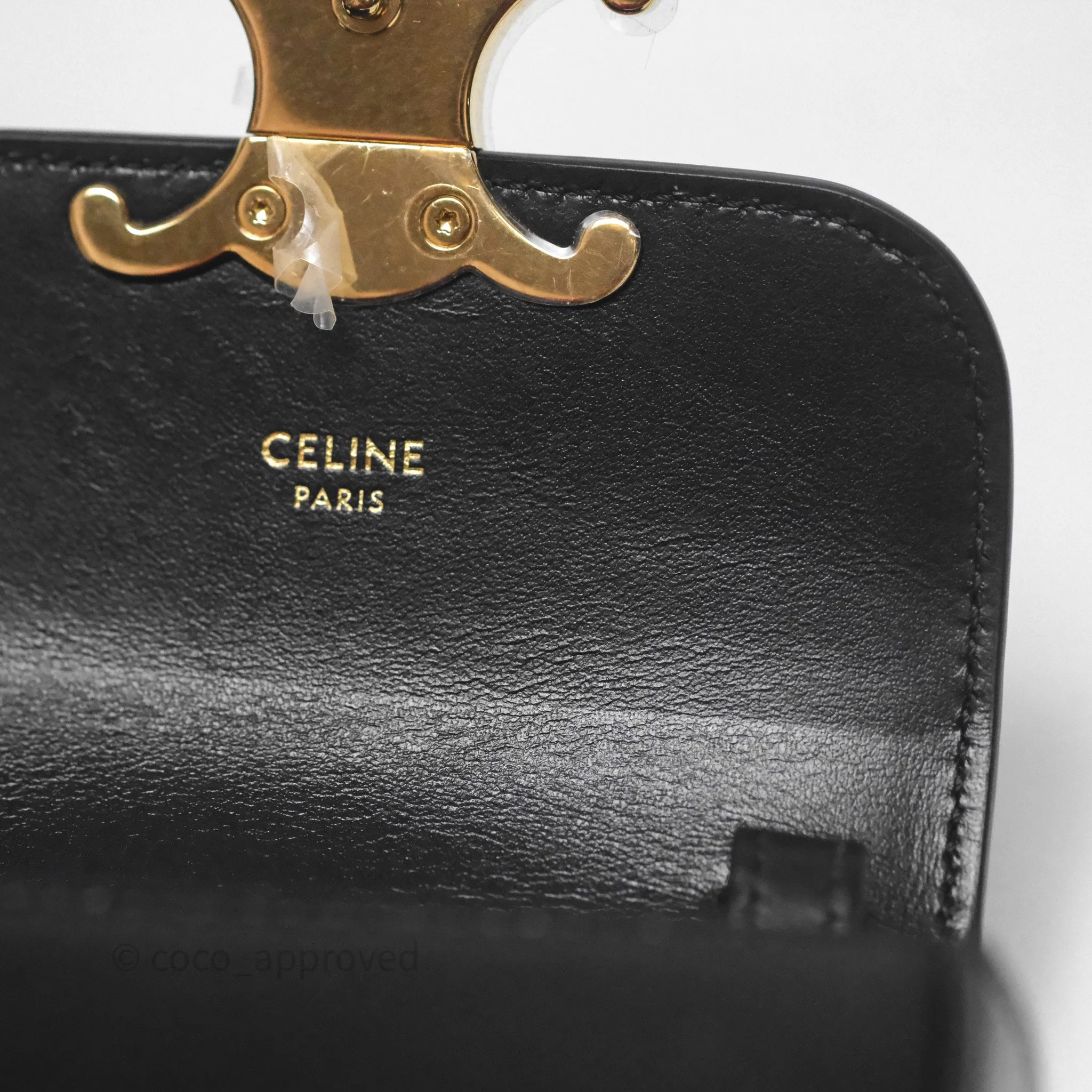 Celine Mini Claude Triomphe Bag Black Shiny Calfskin