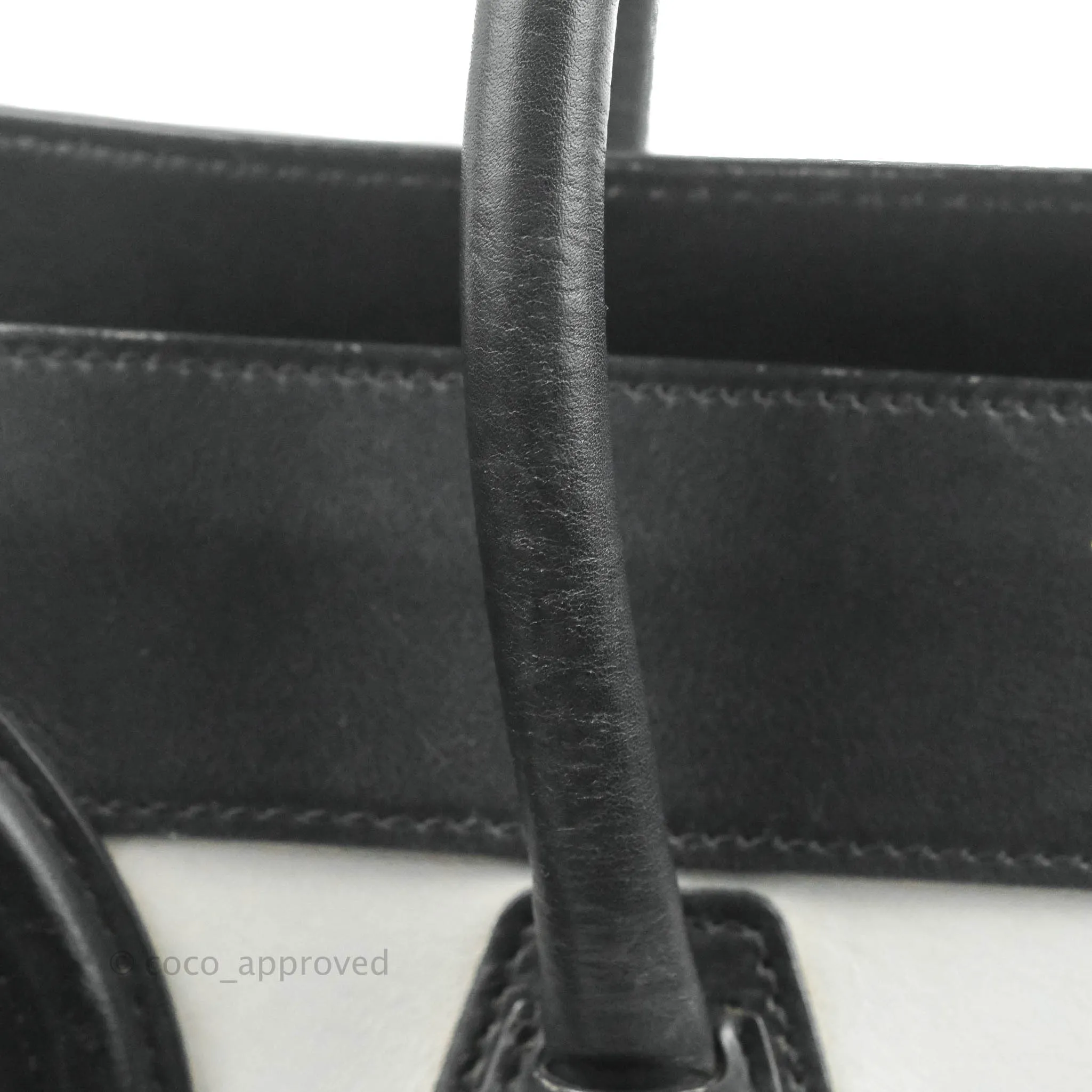 Celine Mini Luggage Bag Black/White/Brown Calfskin