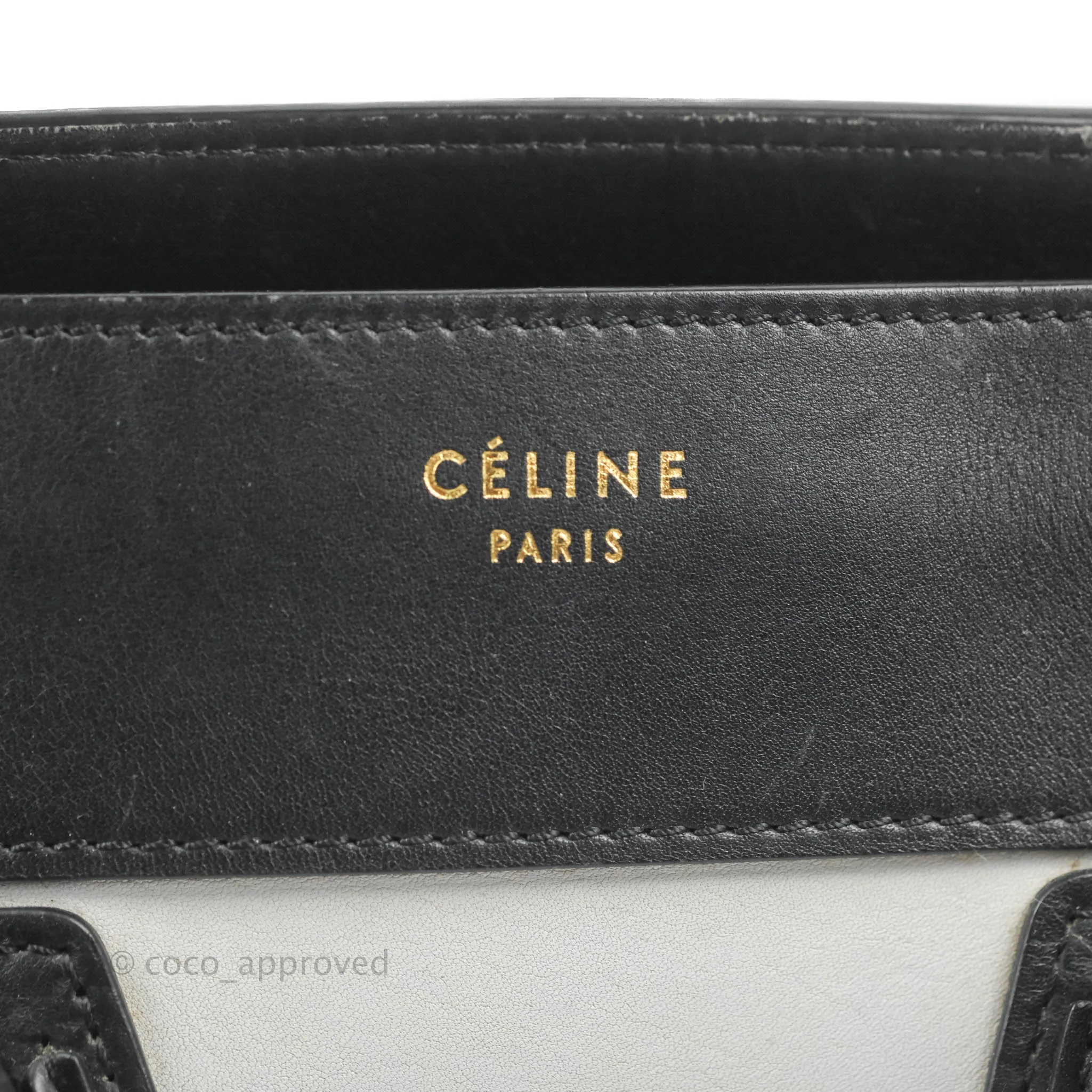 Celine Mini Luggage Bag Black/White/Brown Calfskin