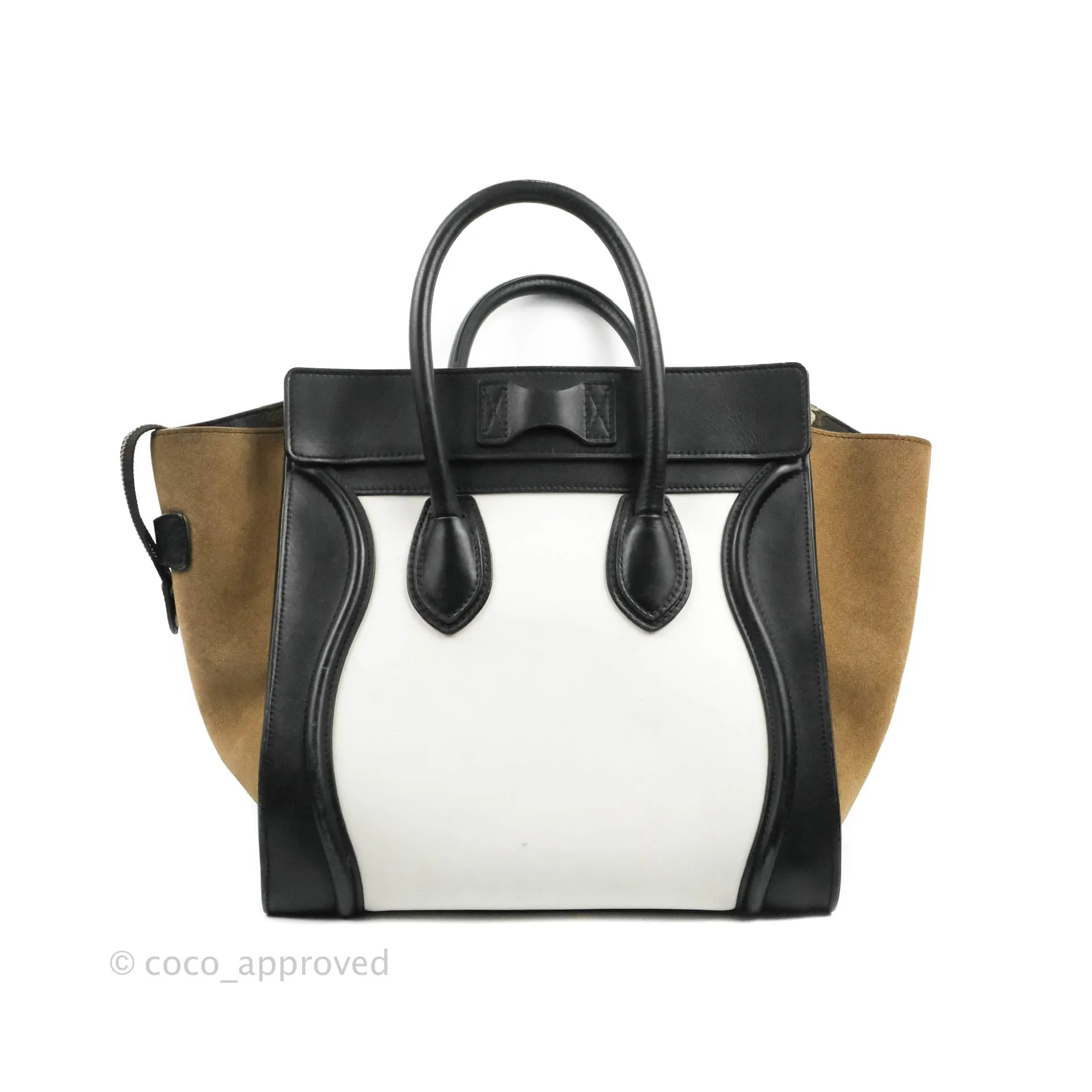 Celine Mini Luggage Bag Black/White/Brown Calfskin