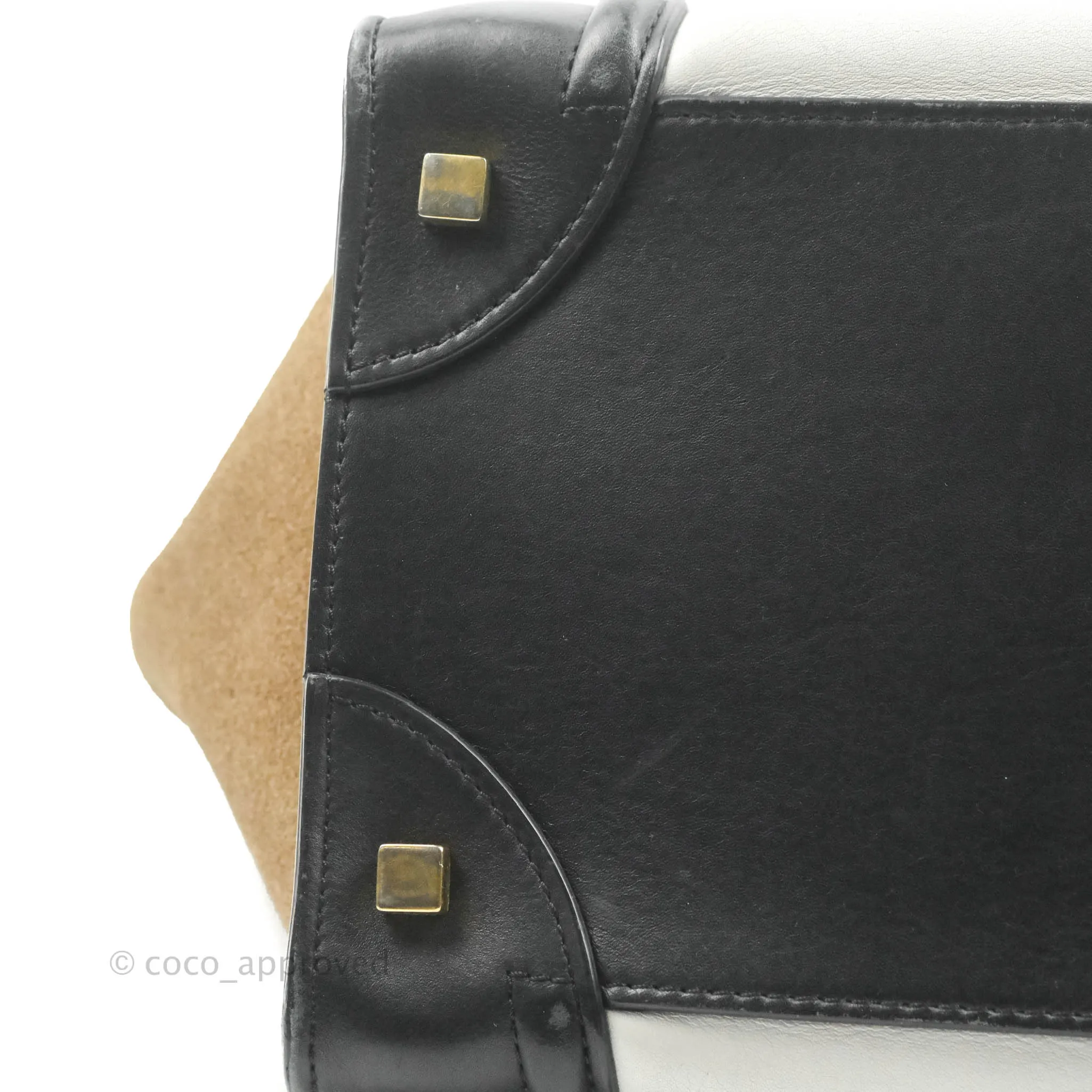 Celine Mini Luggage Bag Black/White/Brown Calfskin