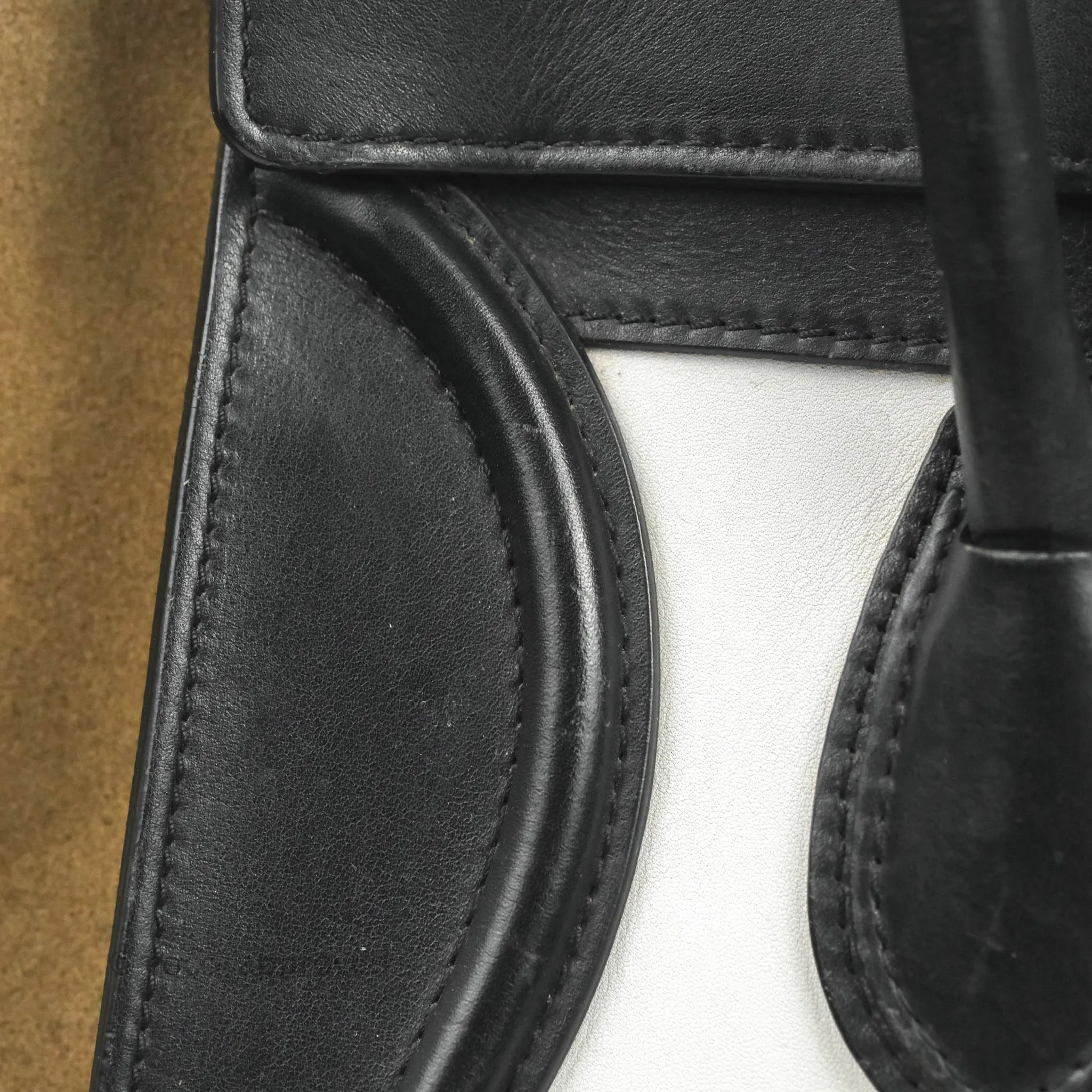 Celine Mini Luggage Bag Black/White/Brown Calfskin