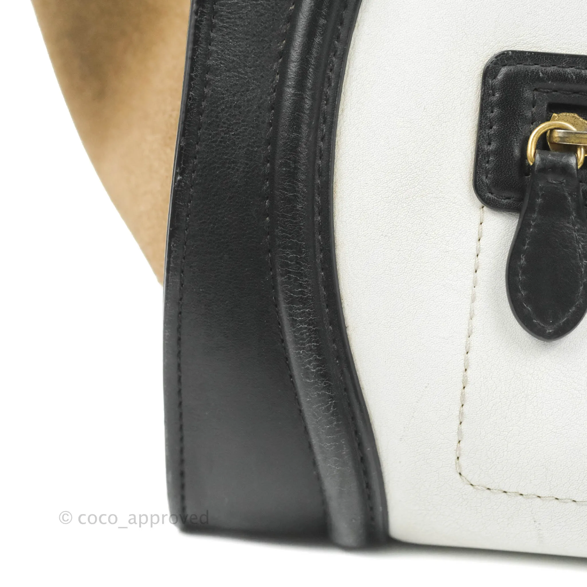 Celine Mini Luggage Bag Black/White/Brown Calfskin