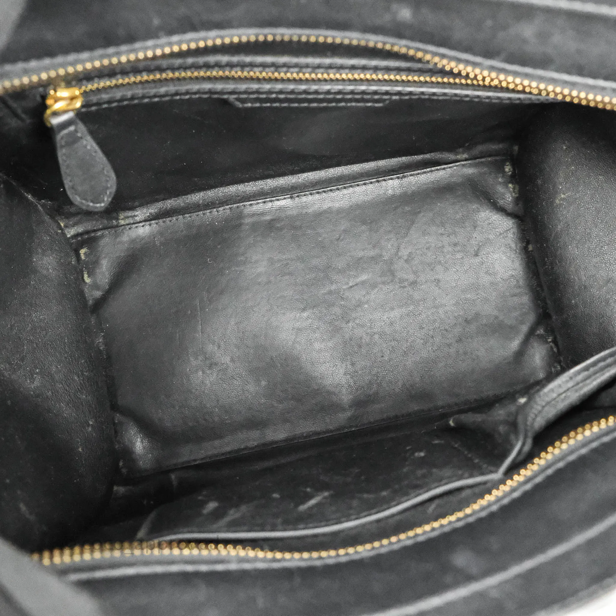 Celine Mini Luggage Bag Black/White/Brown Calfskin