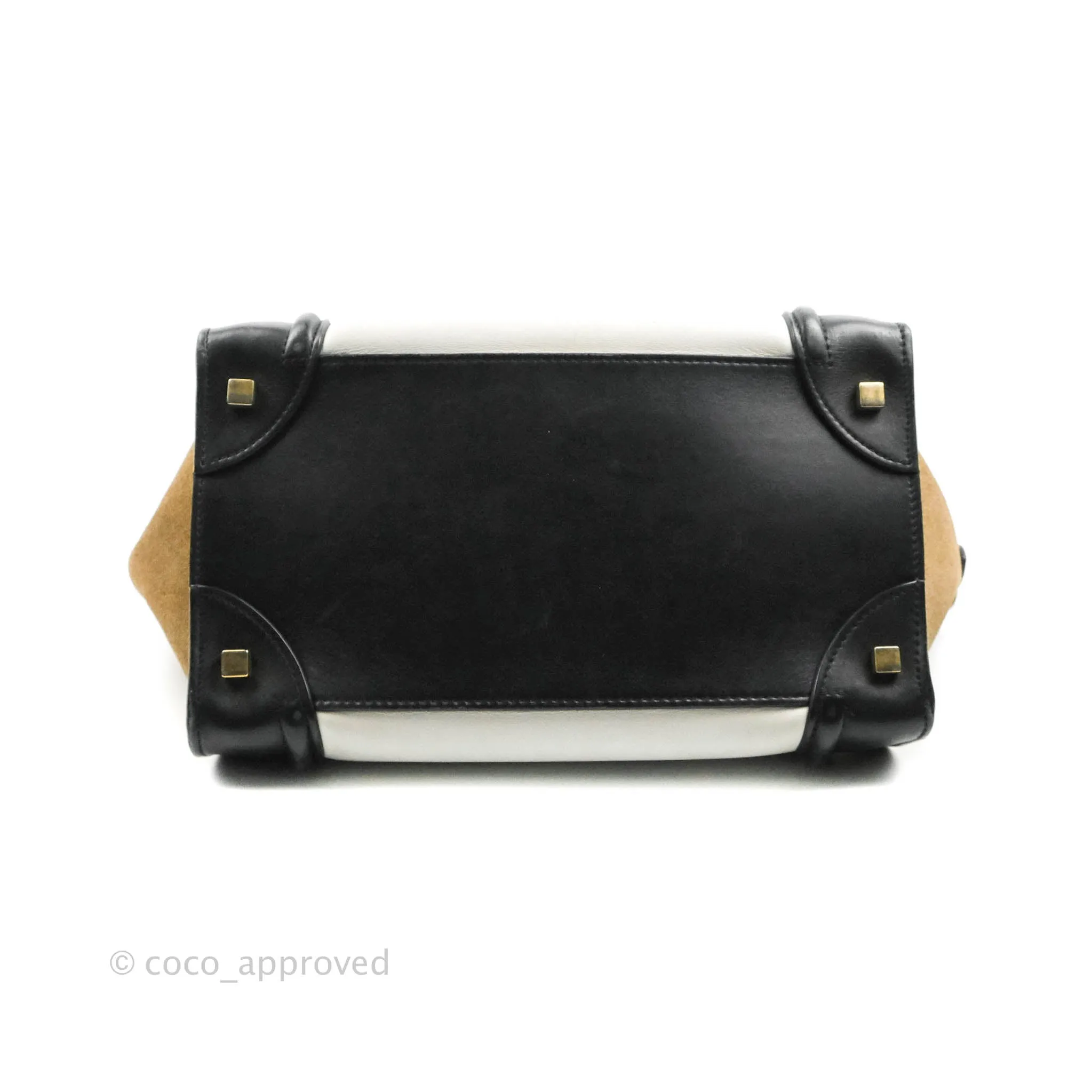 Celine Mini Luggage Bag Black/White/Brown Calfskin