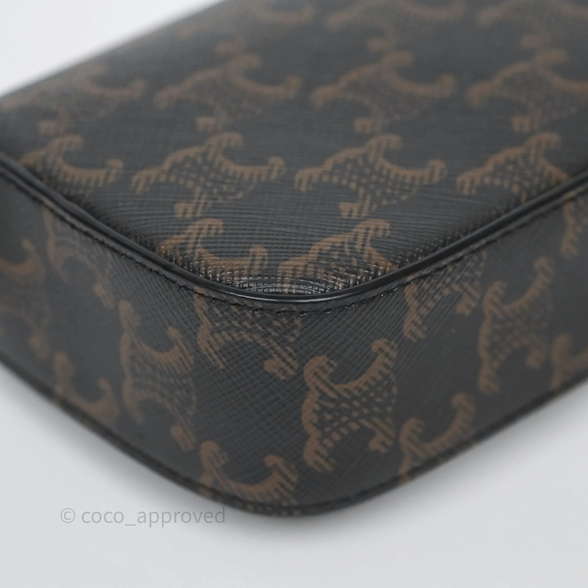 Celine Mini Triomphe Canvas Tan Calfskin