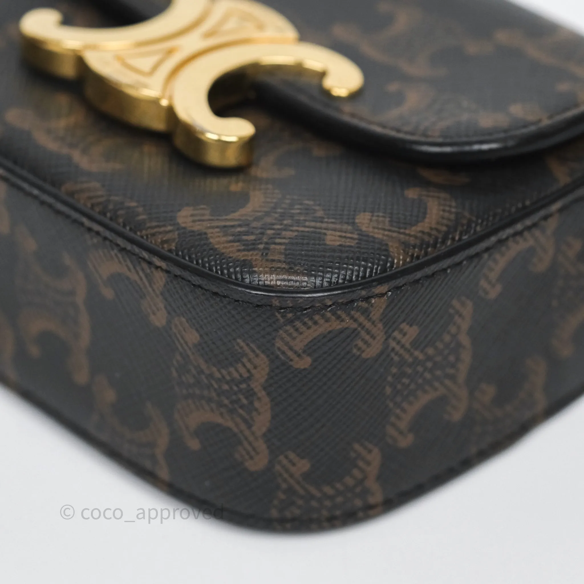 Celine Mini Triomphe Canvas Tan Calfskin