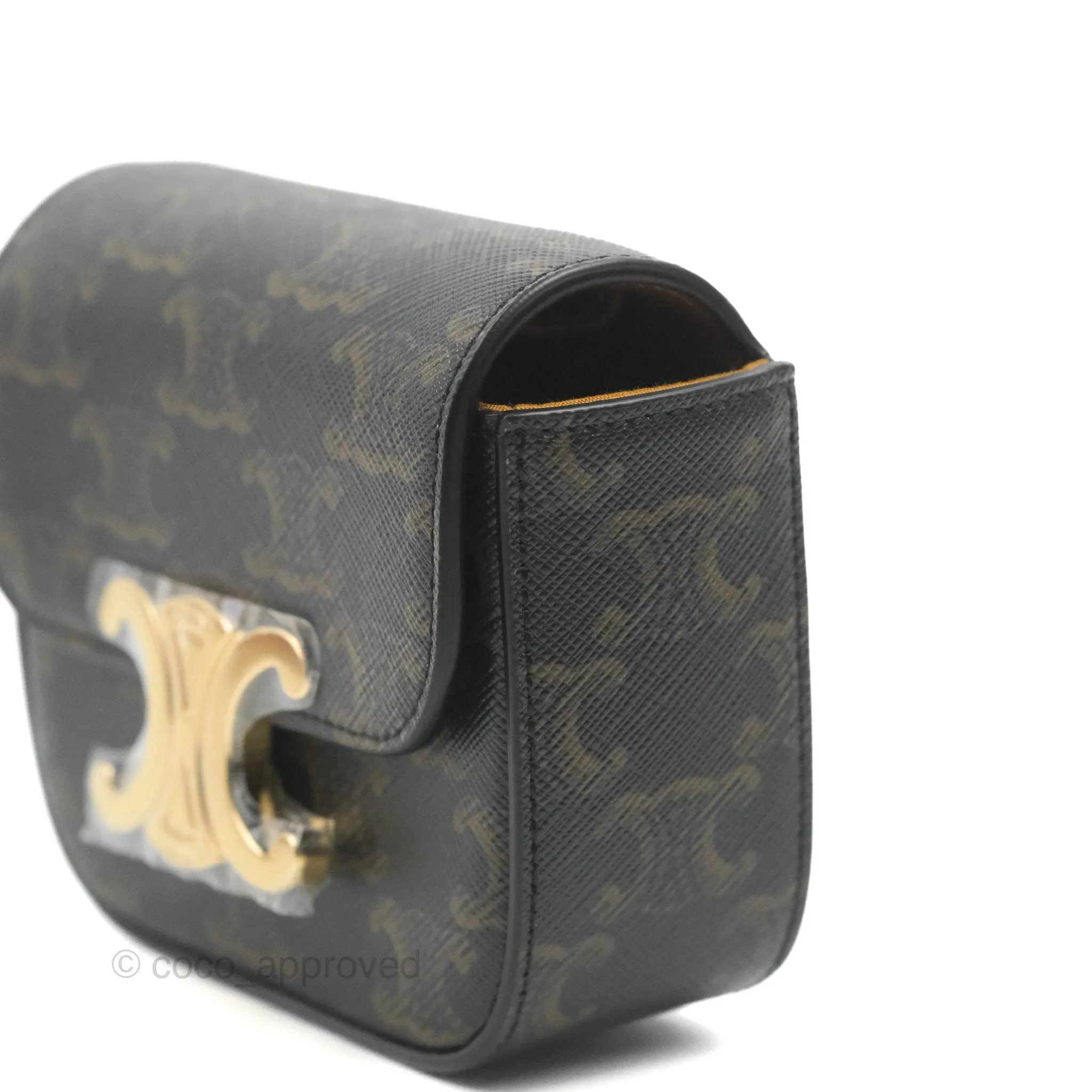 Celine Mini Triomphe Canvas Tan Calfskin