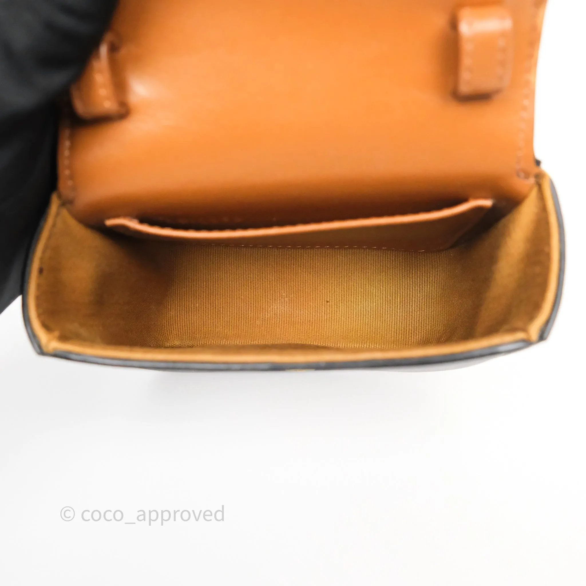 Celine Mini Triomphe Canvas Tan Calfskin
