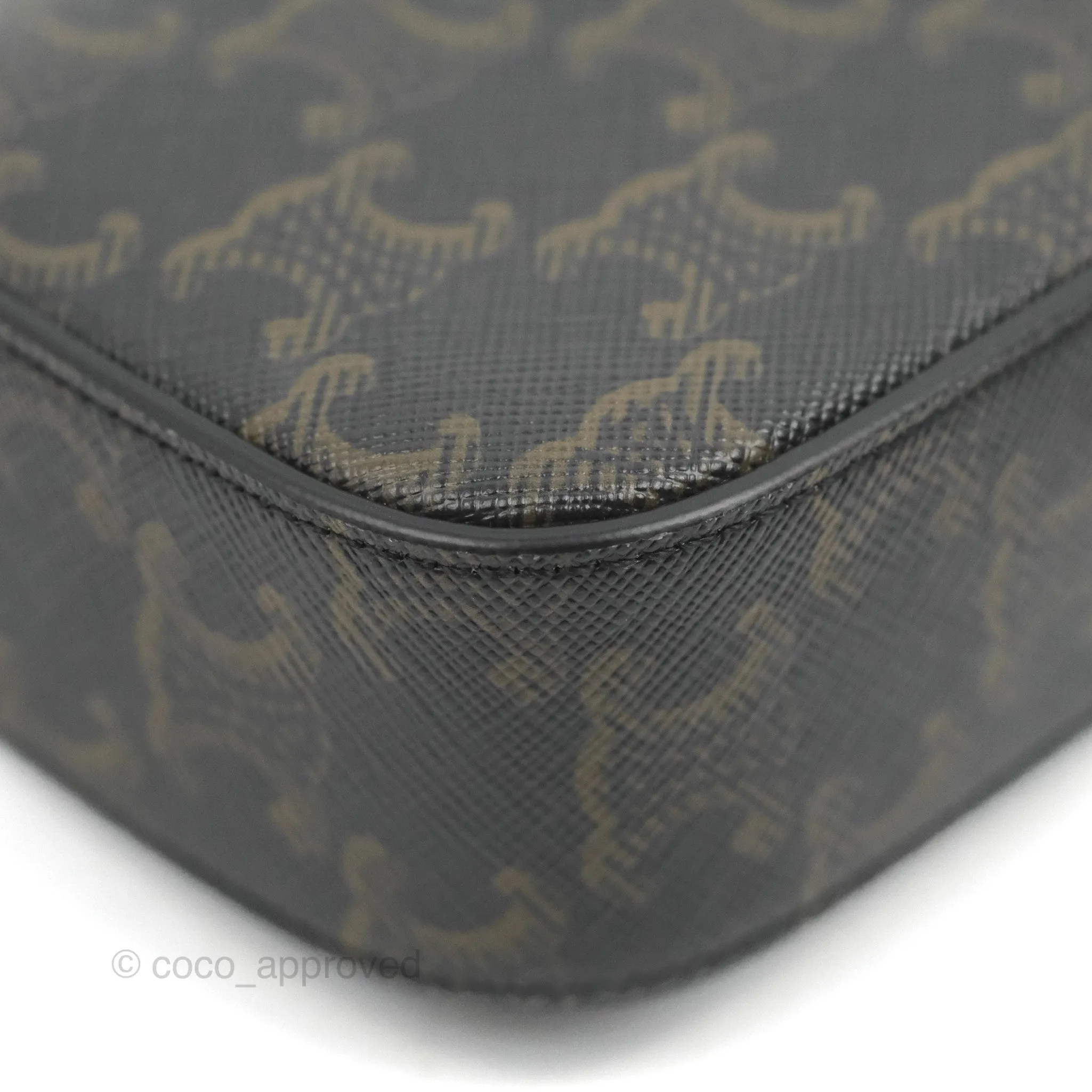 Celine Mini Triomphe Canvas Tan Calfskin