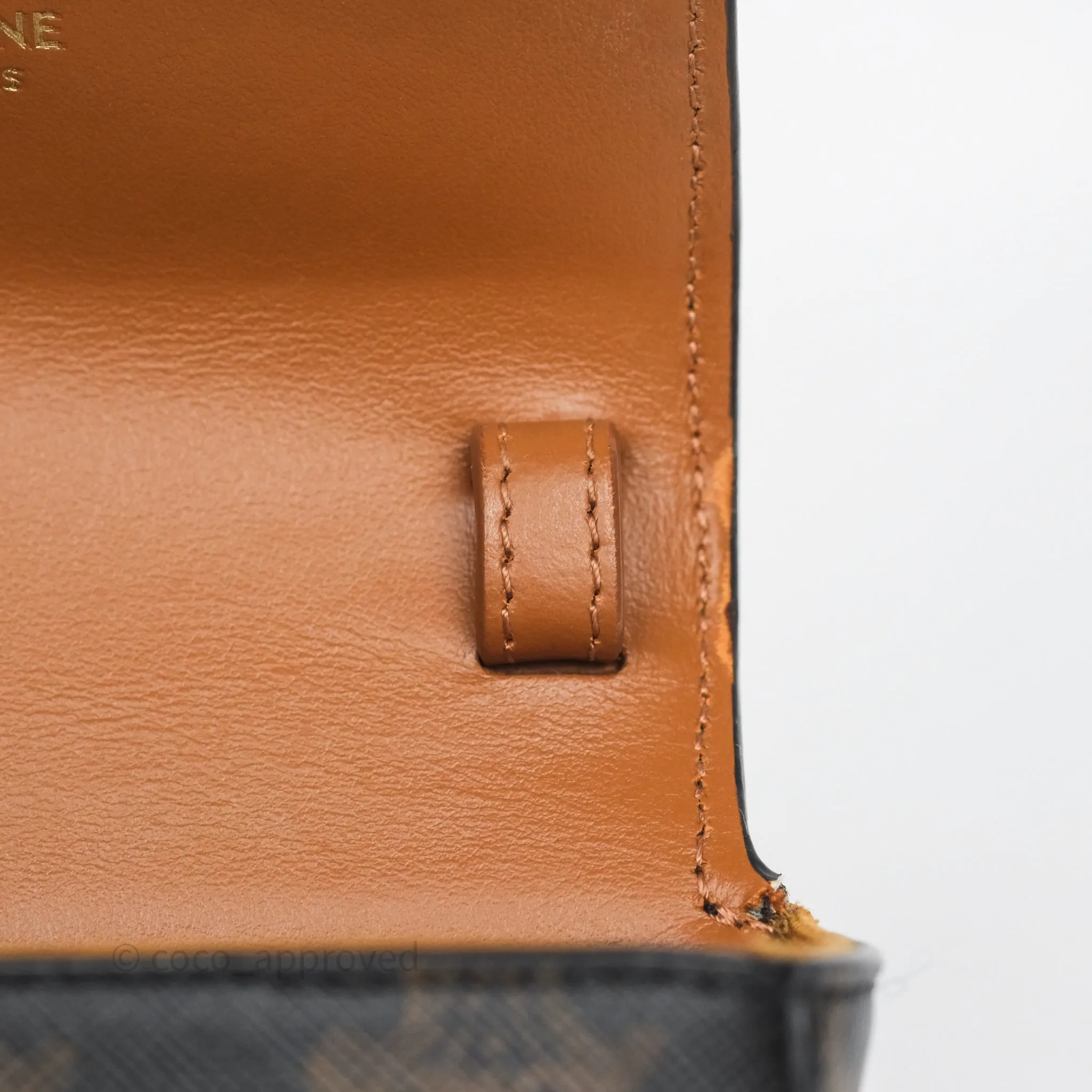 Celine Mini Triomphe Canvas Tan Calfskin
