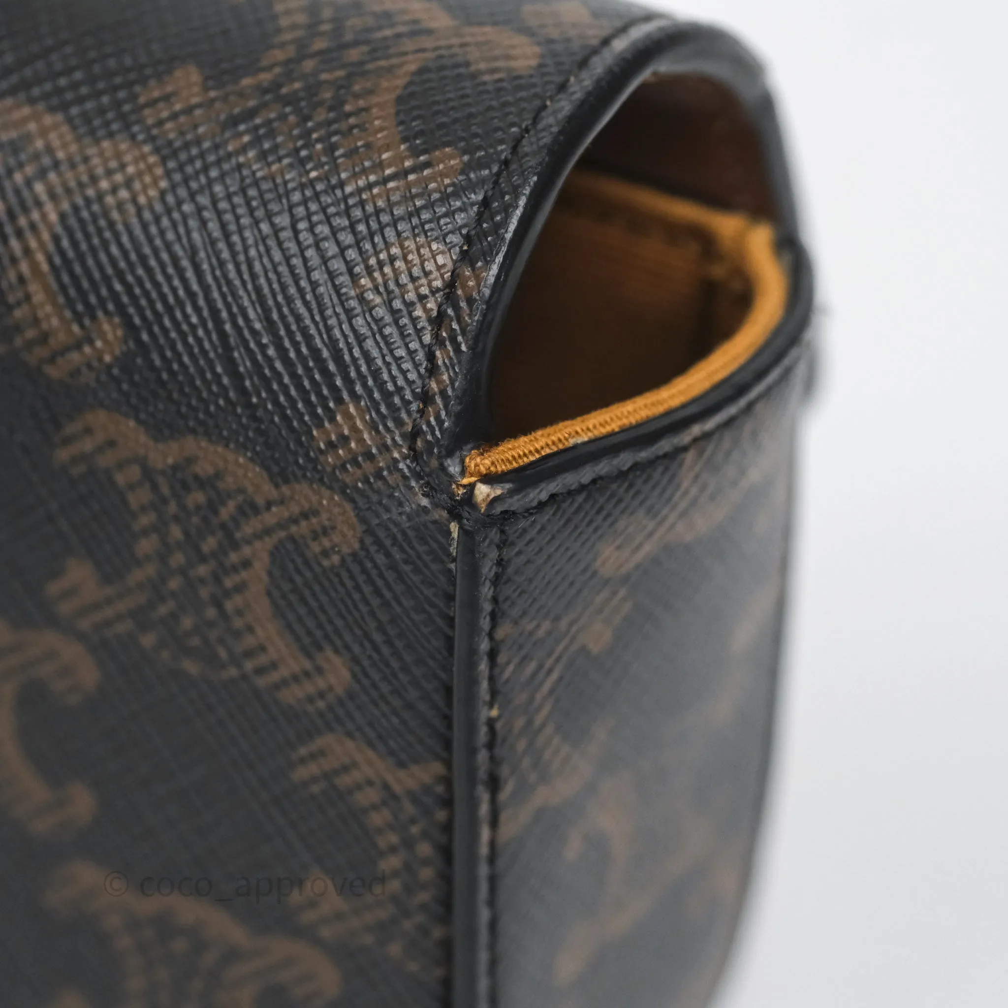 Celine Mini Triomphe Canvas Tan Calfskin