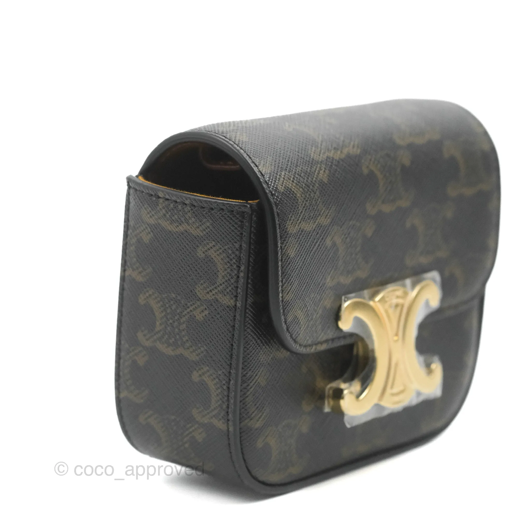 Celine Mini Triomphe Canvas Tan Calfskin