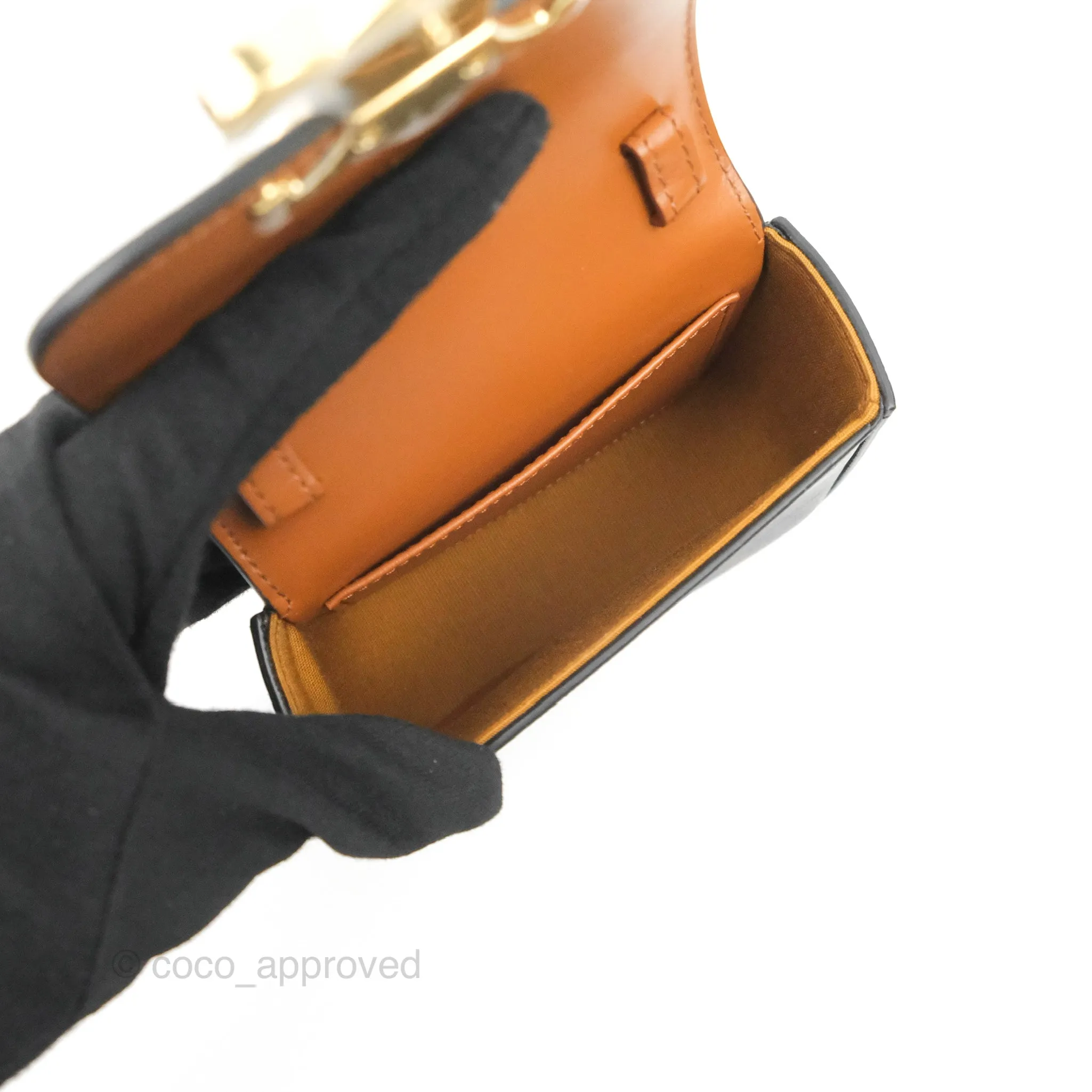 Celine Mini Triomphe Canvas Tan Calfskin